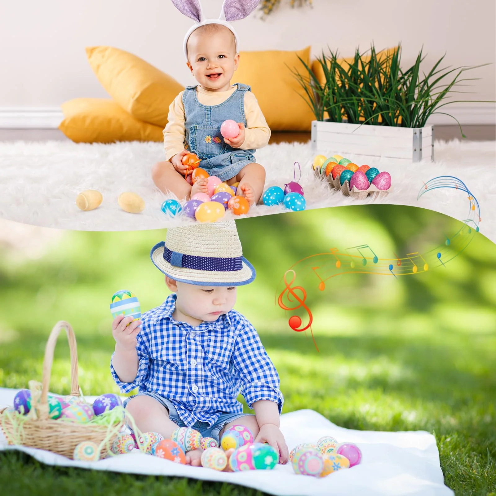 Morcheiong 24 Pcs Wooden Egg Shakers, DIY Egg Shakers Musical Instruments Set with 24 Pcs Multicolor Pens, Egg Maracas Easter Egg Favors for Kids - Image 4