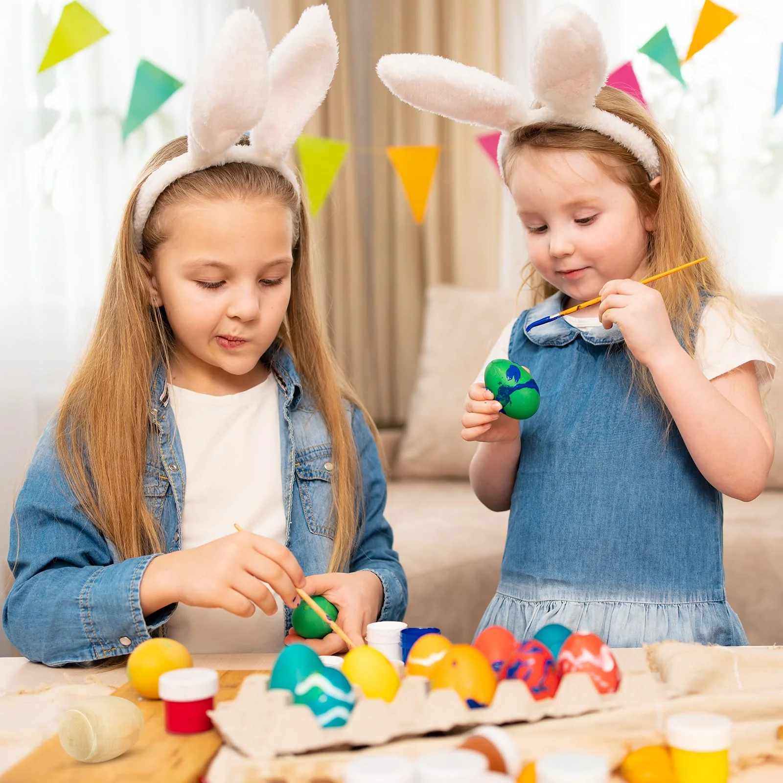 Morcheiong 24 Pcs Wooden Egg Shakers, DIY Egg Shakers Musical Instruments Set with 24 Pcs Multicolor Pens, Egg Maracas Easter Egg Favors for Kids - Image 7