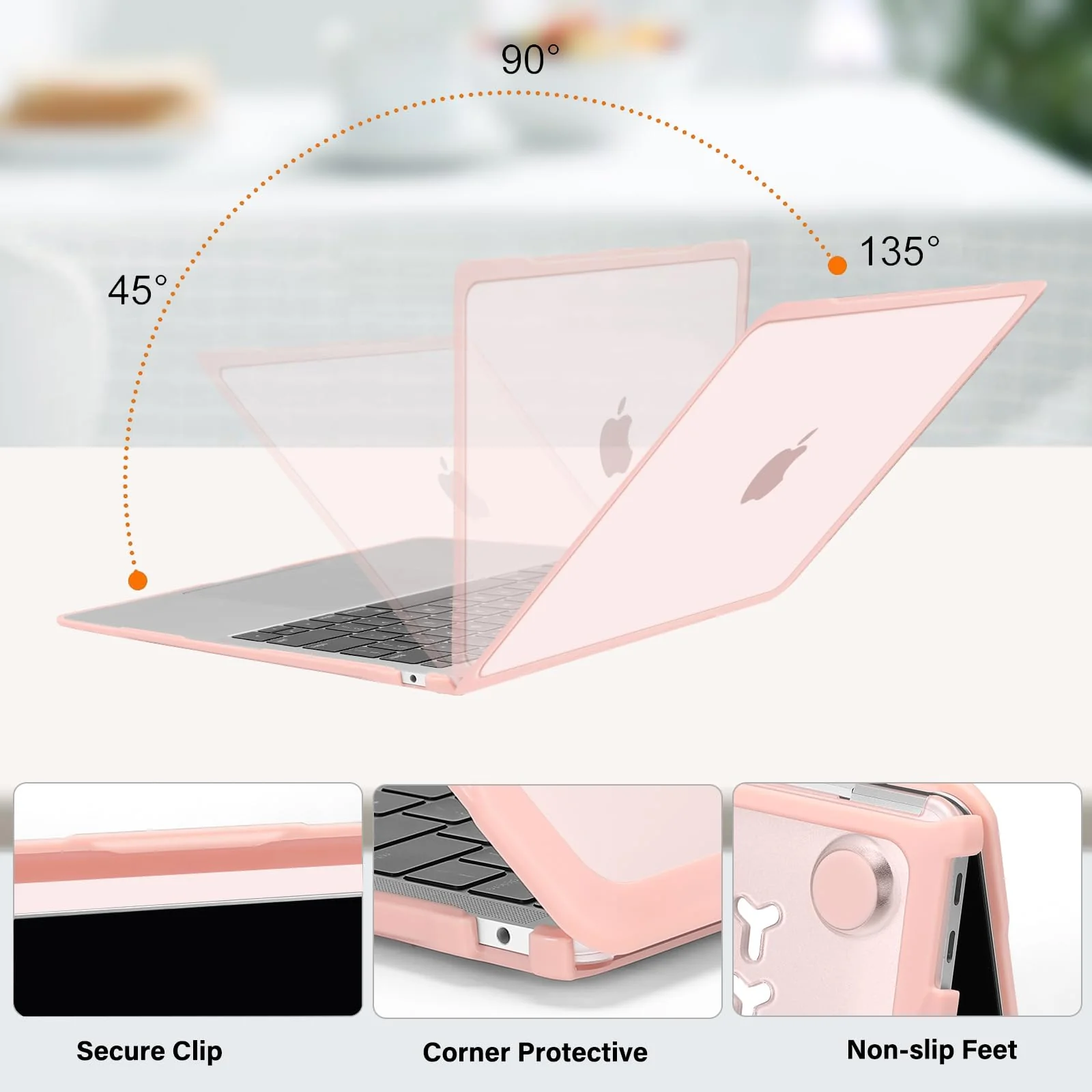 MOSISO Compatible with MacBook Air 13 inch Case 2022, 2021-2018 Release A2337 M1 A2179 A1932 Touch ID, Soft TPU Bumper Anti-Cracking & Anti-Fingerprint Plastic Hard Shell&Keyboard Cover, Pink - Image 4