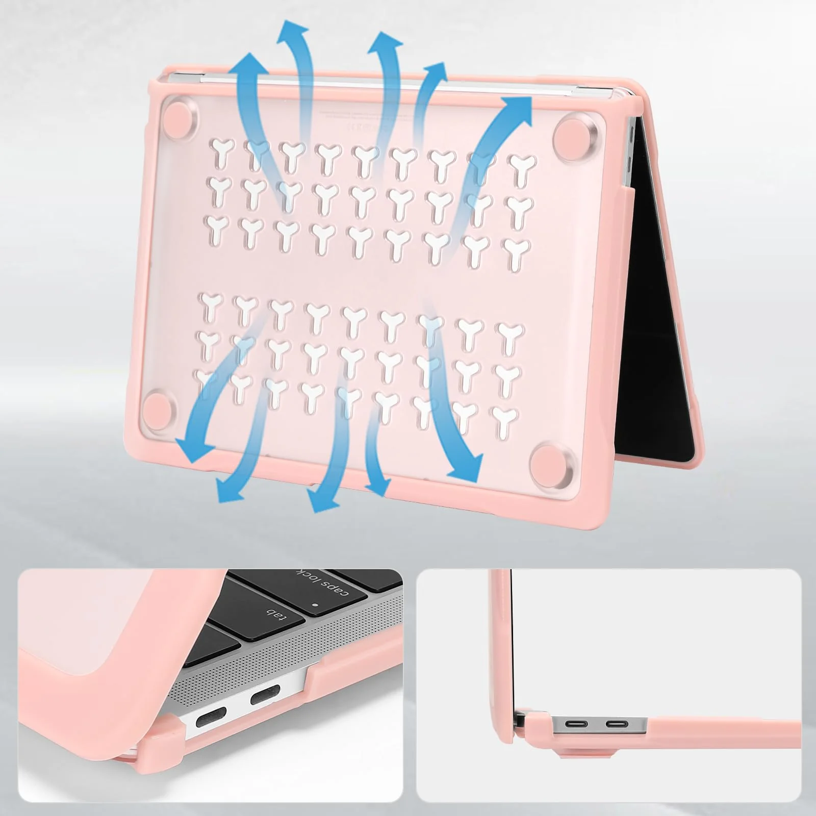 MOSISO Compatible with MacBook Air 13 inch Case 2022, 2021-2018 Release A2337 M1 A2179 A1932 Touch ID, Soft TPU Bumper Anti-Cracking & Anti-Fingerprint Plastic Hard Shell&Keyboard Cover, Pink - Image 5