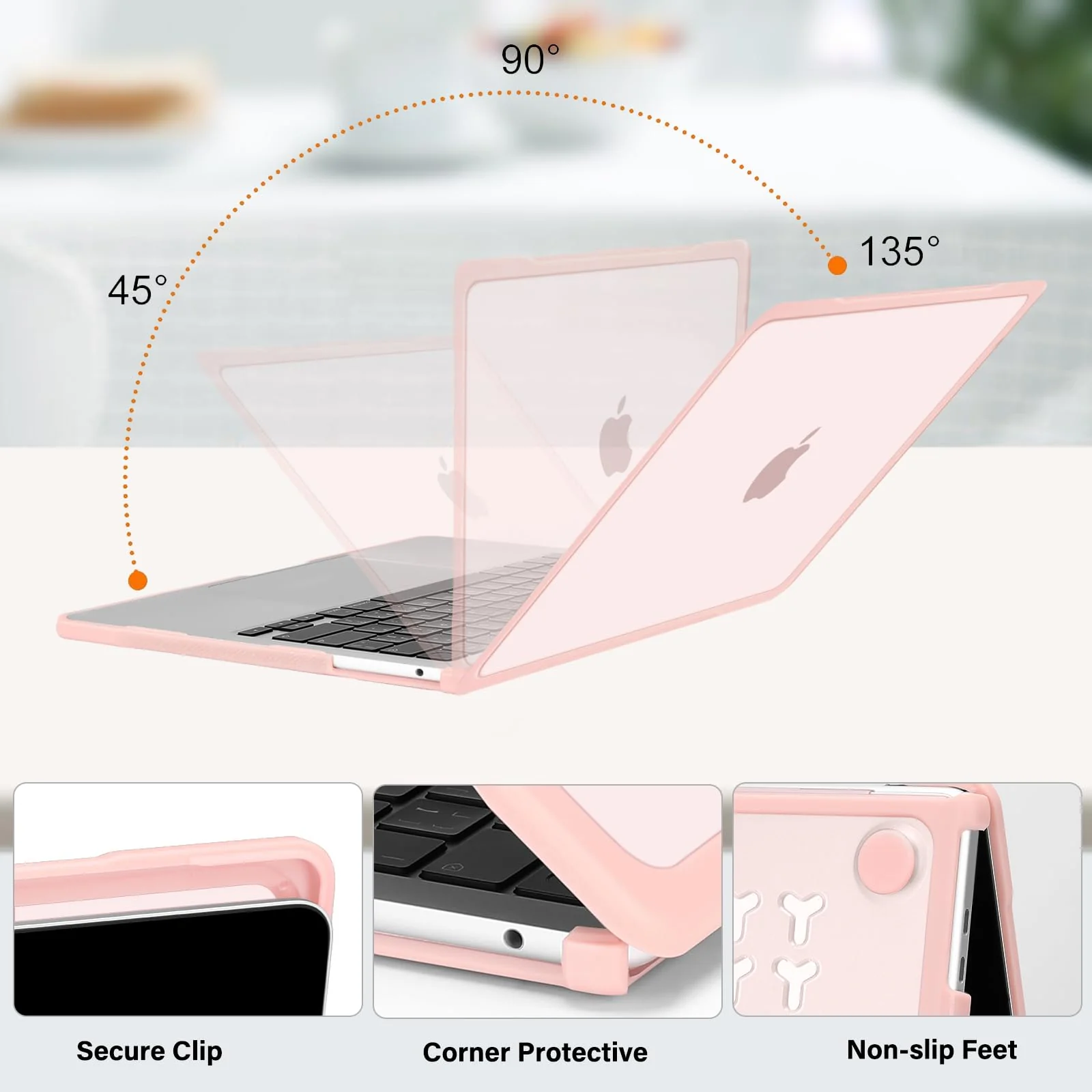 MOSISO Compatible with MacBook Pro 13 inch Case M2 2024-2016 A2338 M1 A2251 A2289 A2159 A1989 A1708 A1706, Soft TPU Bumper Anti-Cracking&Anti-Fingerprint Plastic Hard Shell&Keyboard Cover, Pink - Image 4