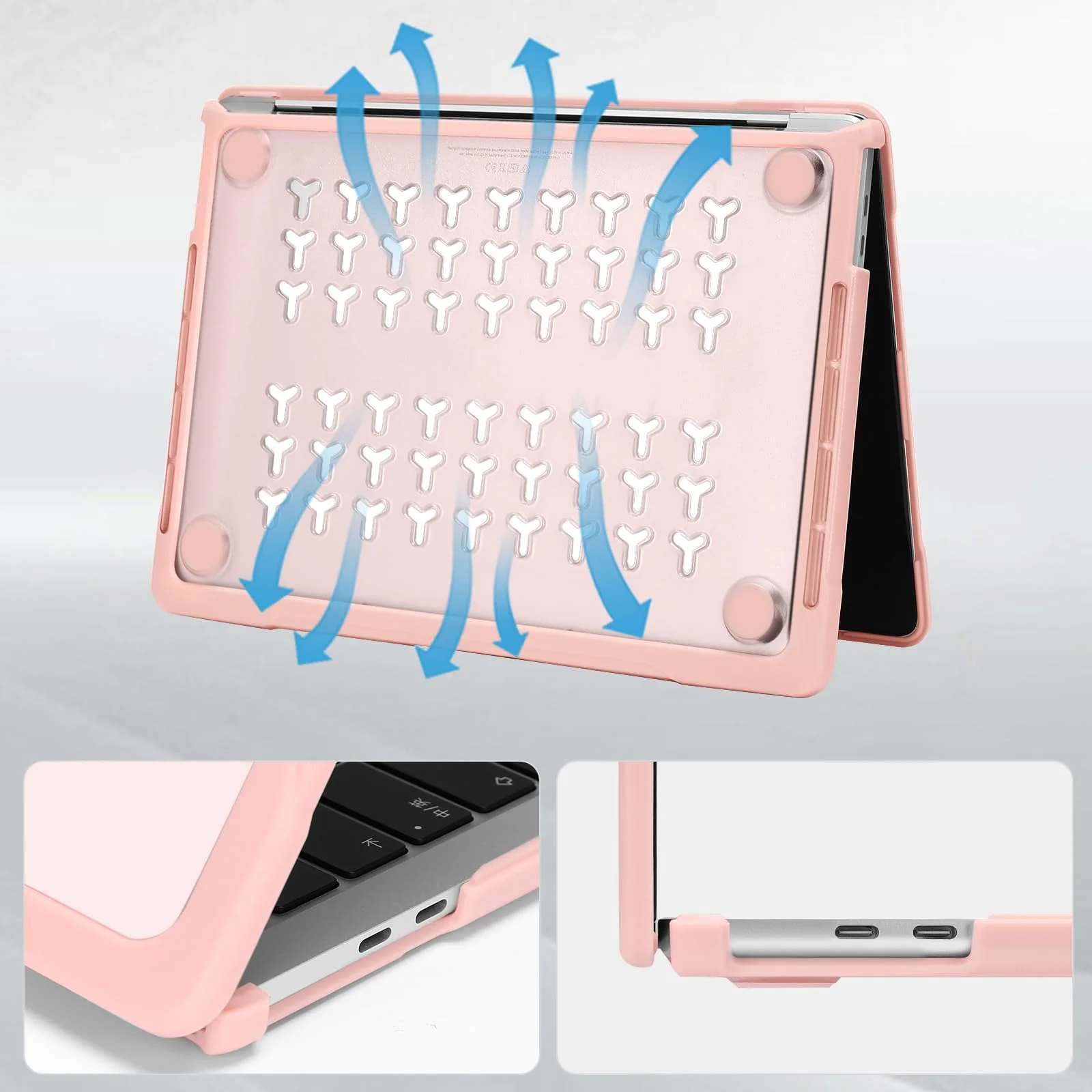MOSISO Compatible with MacBook Pro 13 inch Case M2 2024-2016 A2338 M1 A2251 A2289 A2159 A1989 A1708 A1706, Soft TPU Bumper Anti-Cracking&Anti-Fingerprint Plastic Hard Shell&Keyboard Cover, Pink - Image 5