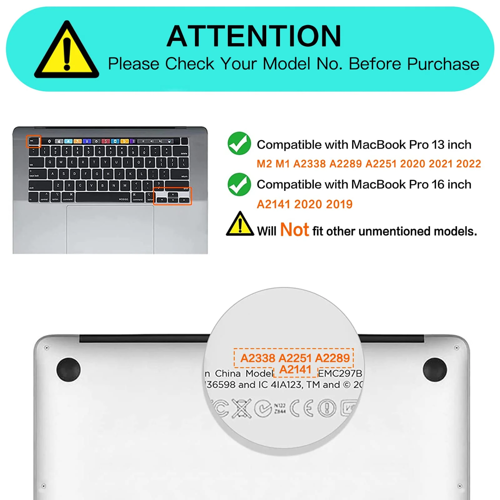 MOSISO Keyboard Cover Compatible with MacBook Pro 13 inch M2 2023, 2022, 2021 2020 M1 A2338 A2289 A2251&Compatible with MacBook Pro 16 2020 2019 A2141 Touch ID,Protective Silicone Skin, Black - Image 2