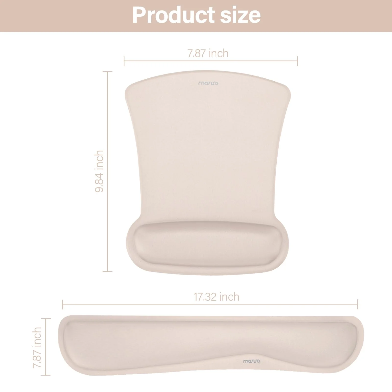 MOSISO Wrist Rest Support for Mouse Pad & Keyboard Set, Ergonomic Mousepad Non-Slip Base Home/Office Pain Relief & Easy Typing Cushion with Neoprene Cloth & Raised Memory Foam, Apricot - Image 6