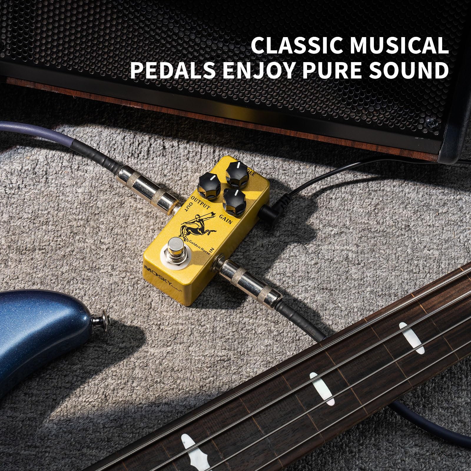 MOSKY Golden Horse Overdrive Effect Pedal Boost Guitar Effect Pedal with True Bypass for Electric Guitar Gold Horse - Image 7
