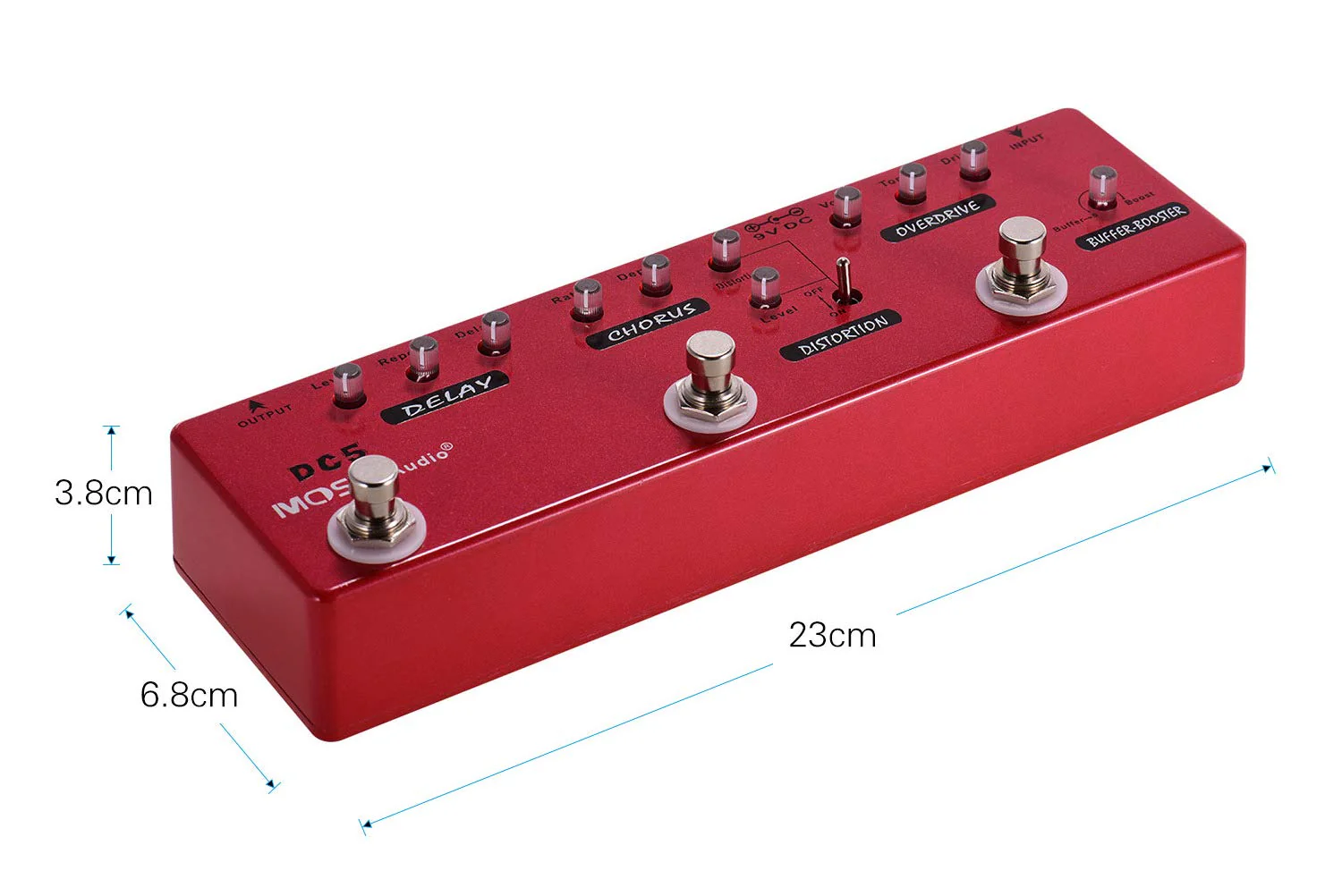 MOSKYAudio Multi Effects Pedal Buffer + Booster + Overdrive + Distortion + Chorus + Delay Effects 6 Effects Pedal In 1 Unit (DC5) - Image 2