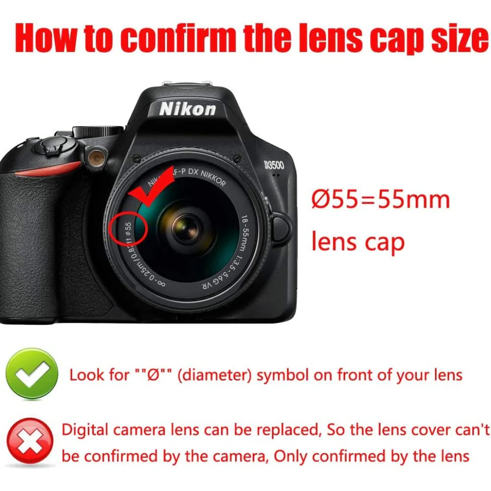 MOSTOS ; Brings Superior® - Lens Cap Front Lens Cap (55mm) - AF-P 18-55mm f/ 3.5-5.6g VR Kit Lens - Replacement LC-55A for Nikon AF-P DX 18-55mm f/3.5-5.6G VR Lens Cap (Choose Size Correctly) Ø55 mm Lens Cap - Image 2