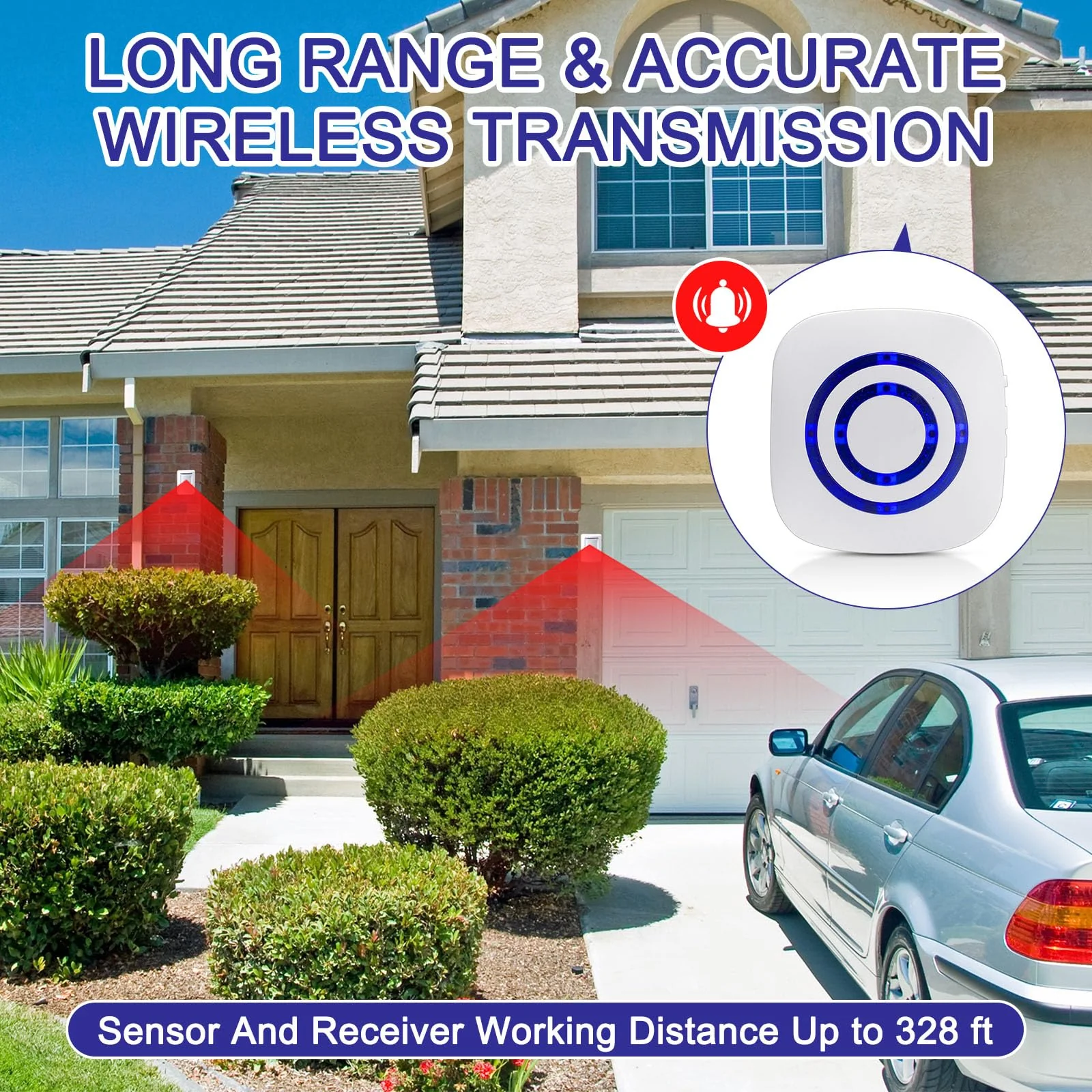 Motion Sensor Alarm Wireless Driveway Alarm Indoor Home Motion Detector Long Range Security Alert Monitor System with 6 Sensor and 3 Receiver, 38 Chime Tunes and LED Indicators - Image 5