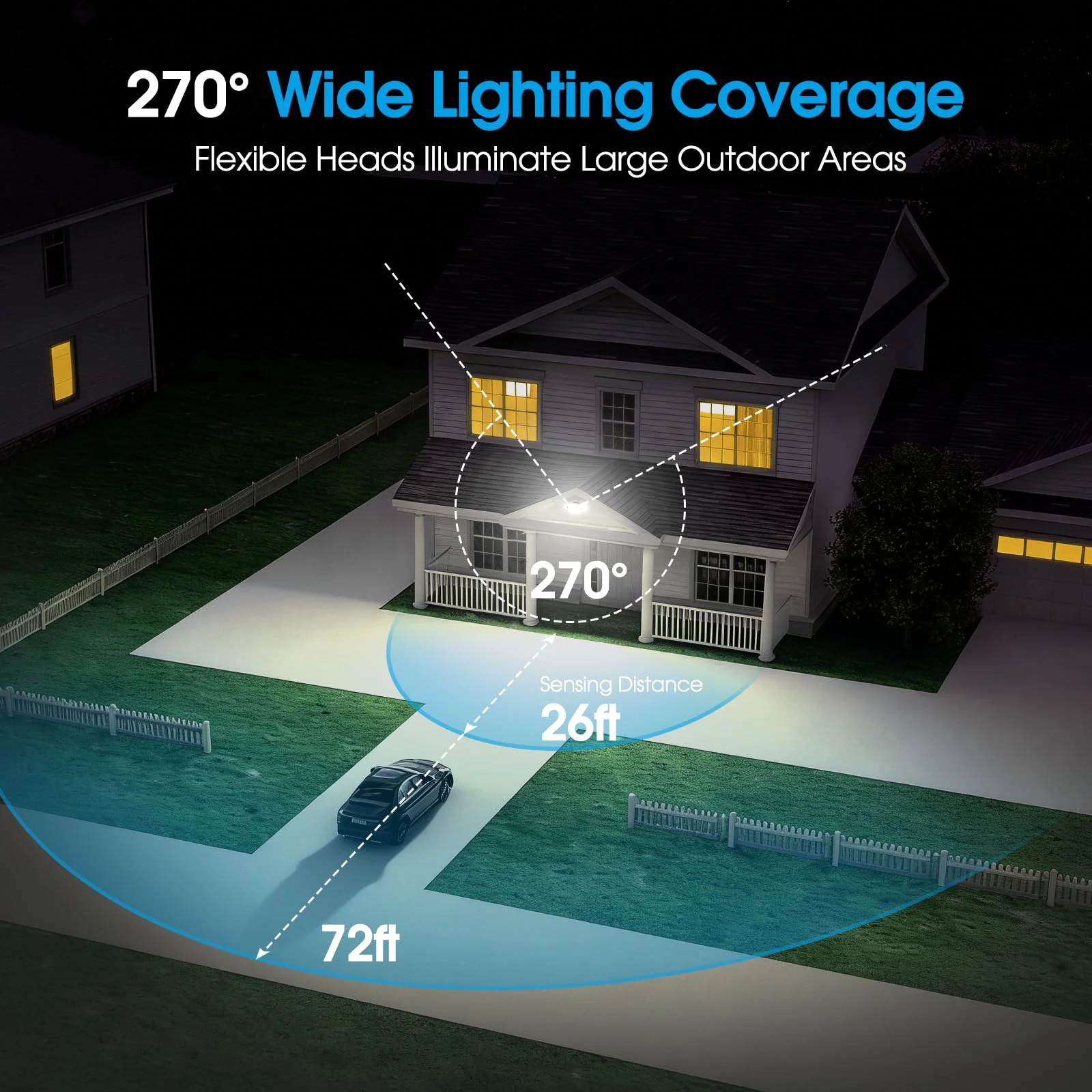 Motion Sensor Outdoor Light Hardwired, 45W 7500LM Security Flood Lights Motion Detector Dusk to Dawn Light, IP65 Waterproof, 220 LEDs Floodlight with Remote Control for Garage, Yard, Porch 1 Pack - Image 4