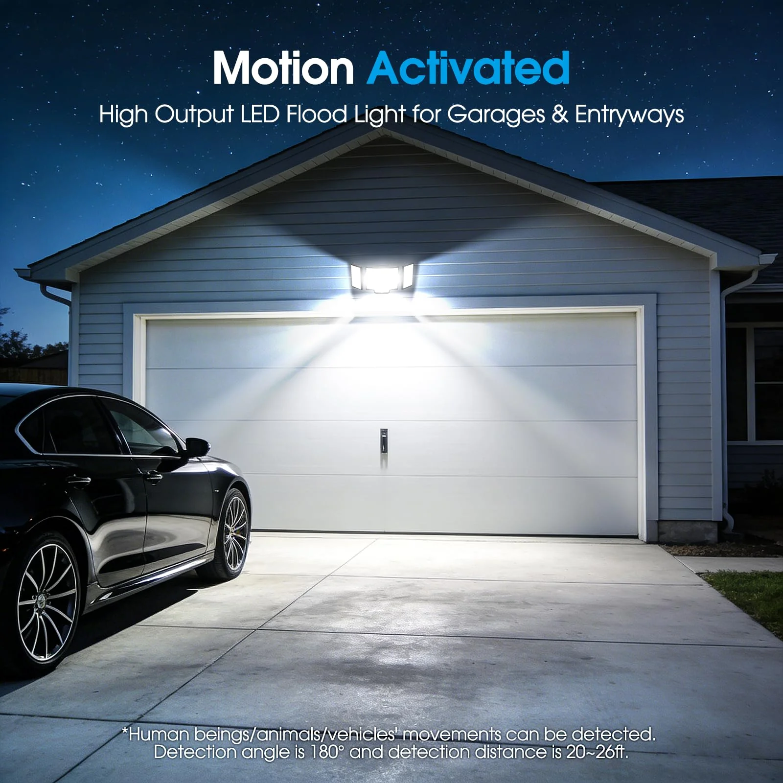 Motion Sensor Outdoor Light Hardwired, 45W 7500LM Security Flood Lights Motion Detector Dusk to Dawn Light, IP65 Waterproof, 220 LEDs Floodlight with Remote Control for Garage, Yard, Porch 1 Pack - Image 5