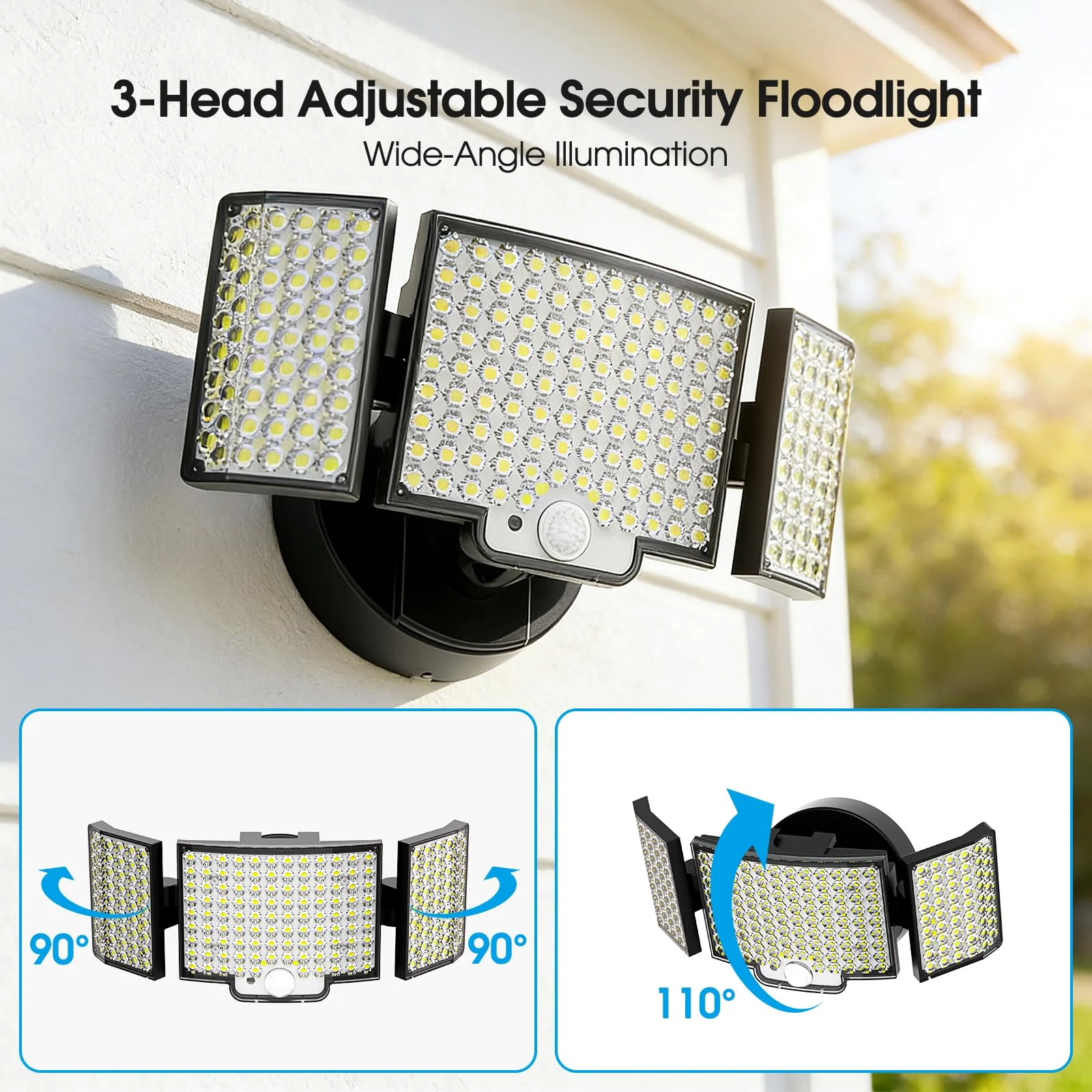 Motion Sensor Outdoor Light Hardwired, 45W 7500LM Security Flood Lights Motion Detector Dusk to Dawn Light, IP65 Waterproof, 220 LEDs Floodlight with Remote Control for Garage, Yard, Porch 1 Pack - Image 8