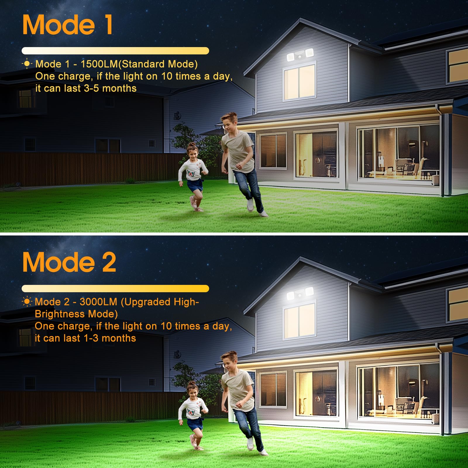 Motion Sensor Outdoor Lights, Rechargeable Battery Operated Outdoor Lights, USB Charging, Wireless Lights, No Solar, High Brightness for Garage, Yard & Entryway, Black 2-Pack (Small Size) - Image 2