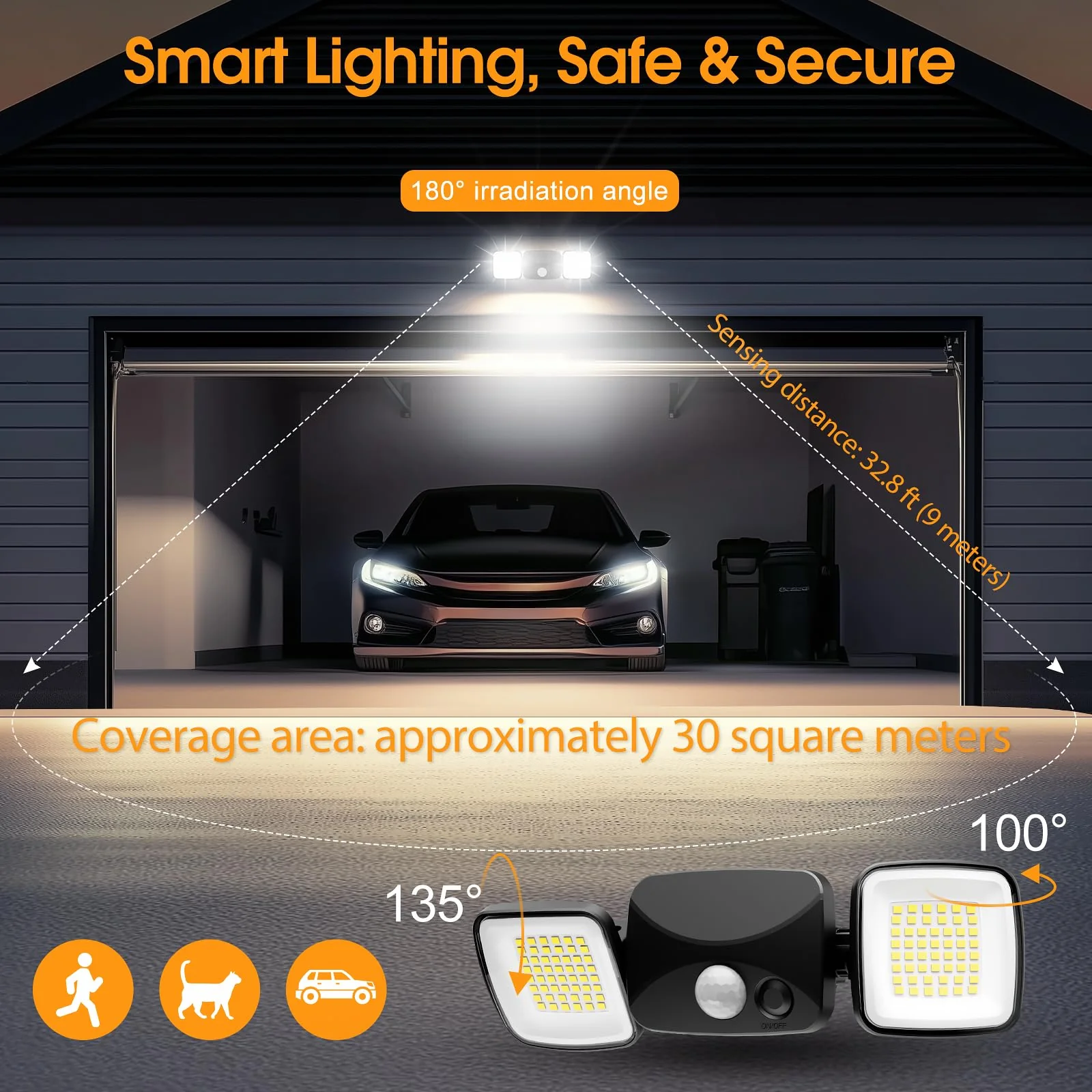 Motion Sensor Outdoor Lights, Rechargeable Battery Operated Outdoor Lights, USB Charging, Wireless Lights, No Solar, High Brightness for Garage, Yard & Entryway, Black 2-Pack (Small Size) - Image 4