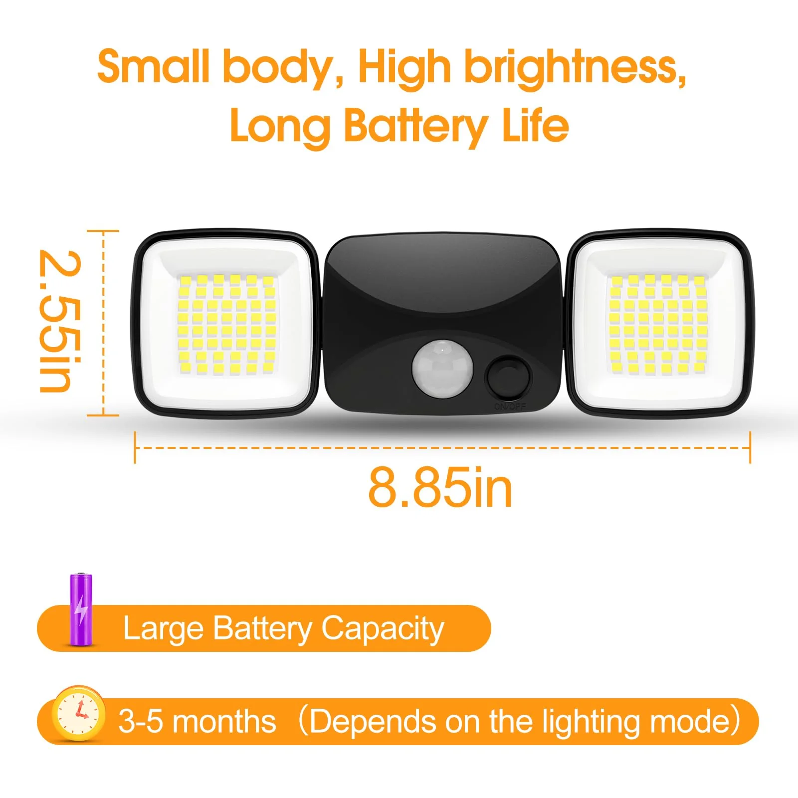 Motion Sensor Outdoor Lights, Rechargeable Battery Operated Outdoor Lights, USB Charging, Wireless Lights, No Solar, High Brightness for Garage, Yard & Entryway, Black 2-Pack (Small Size) - Image 6