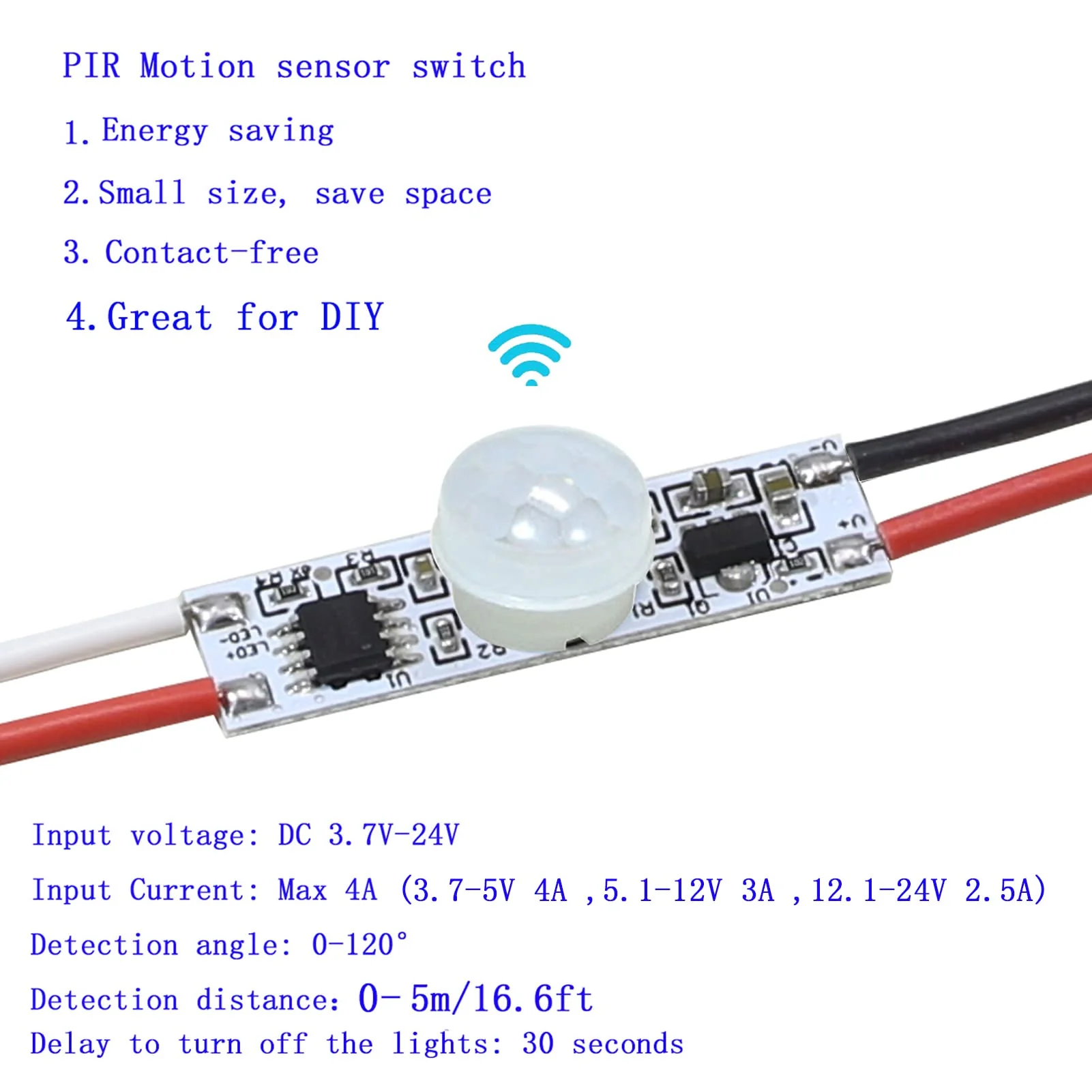 Motion Sensor Switch, DC 3.7v to 24V 4A PIR Motion Sensor for LED Lights, Mini Infrared Sensor Switch That can be Built into The Light bar or Box (3 Pieces 1037）, 3pieces 1037 - Image 4