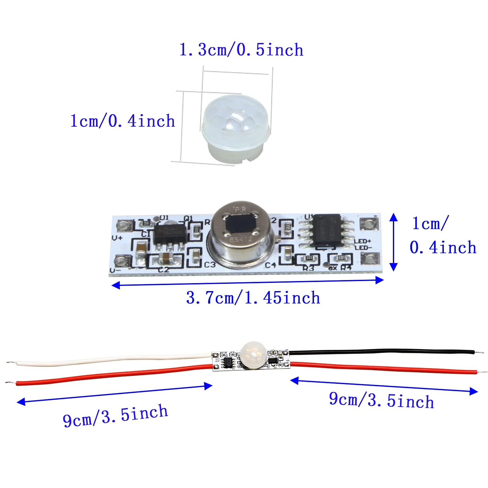 Motion Sensor Switch, DC 3.7v to 24V 4A PIR Motion Sensor for LED Lights, Mini Infrared Sensor Switch That can be Built into The Light bar or Box (3 Pieces 1037）, 3pieces 1037 - Image 5