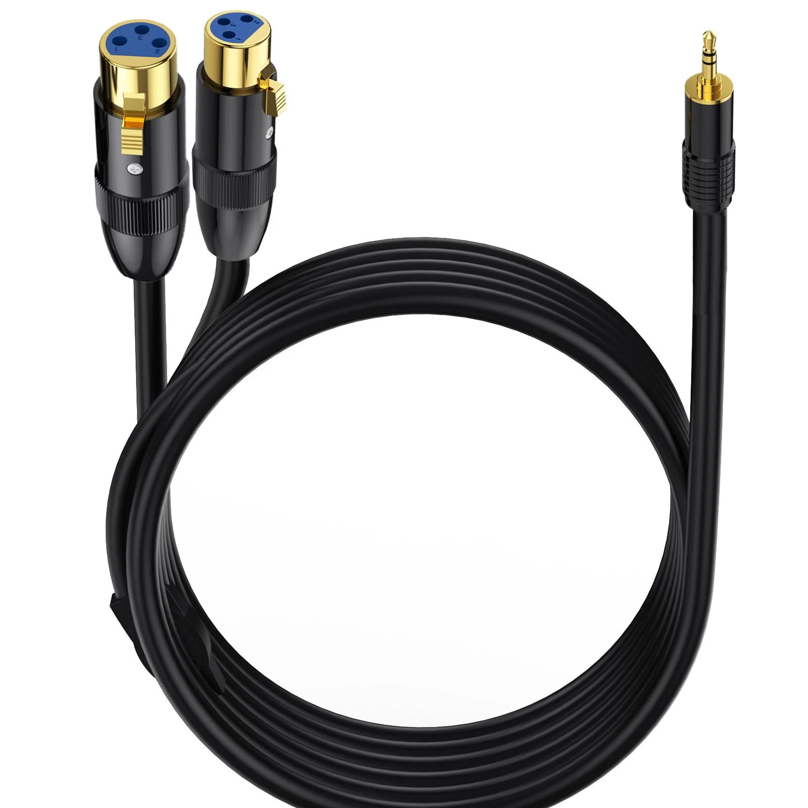 MOTONG XLR Microphone Cable, Gold-Plated 3.5mm Male to Dual XLR Female Unbalanced Interconnection Cable for Microphone, Sound Card, Camcorder & More 0.5M/1.6FT（Male to Female） - Image 2