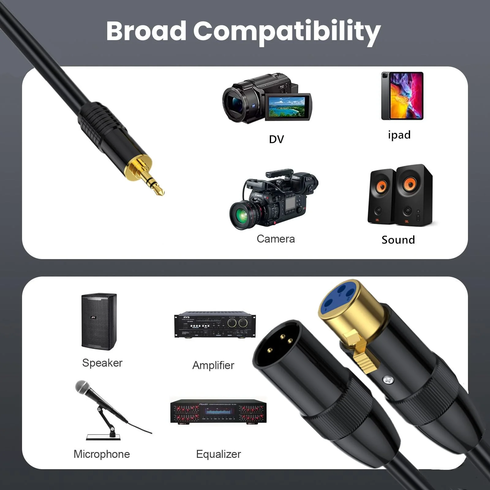MOTONG XLR to 3.5mm Splitter Cables, TRS Stereo Male to Two XLR Male+ Female Interconnect Audio Microphone Cable, Y Splitter Adapter Cable 0.5M (Male to Two XLR Male+ Female) - Image 5