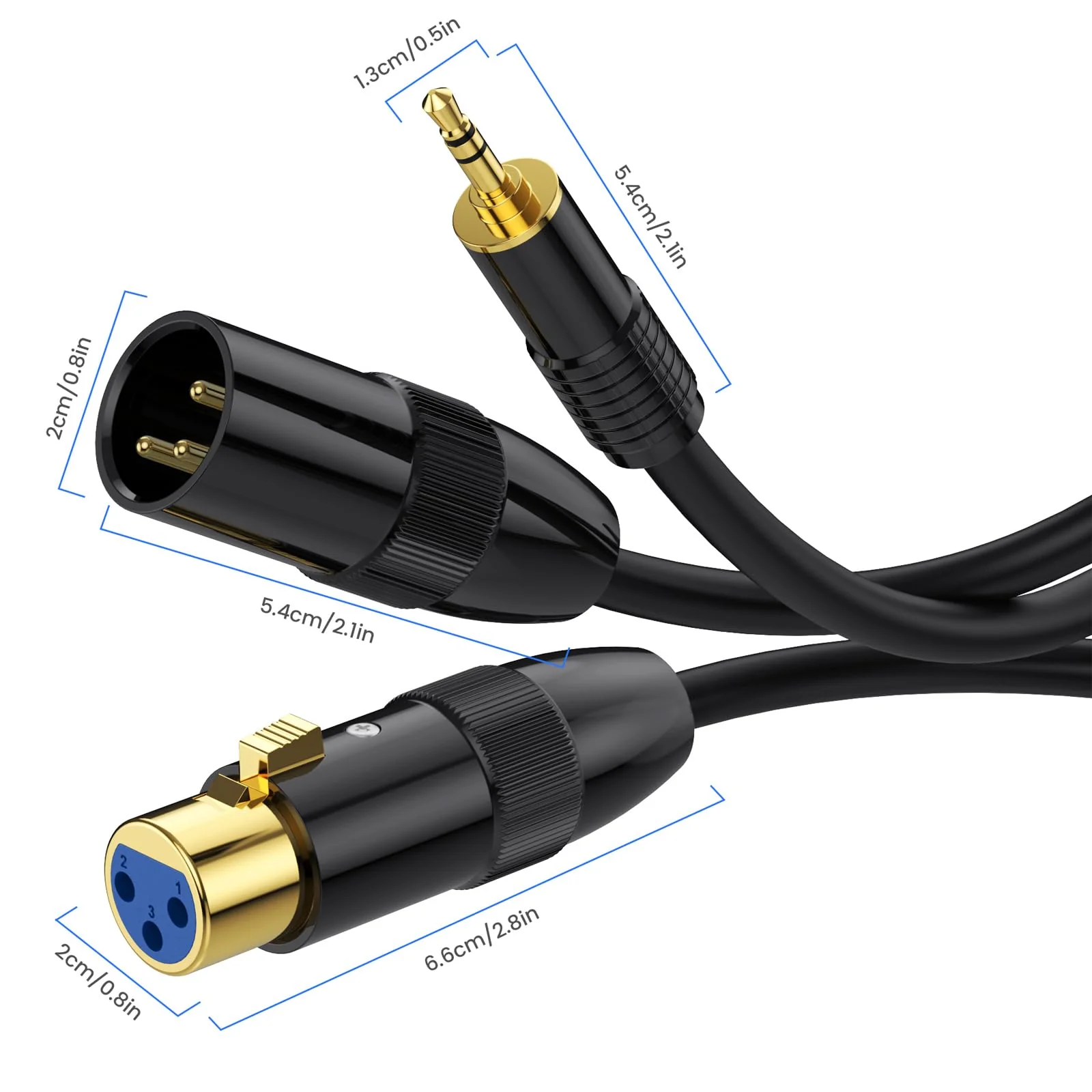 MOTONG XLR to 3.5mm Splitter Cables, TRS Stereo Male to Two XLR Male+ Female Interconnect Audio Microphone Cable, Y Splitter Adapter Cable 0.5M (Male to Two XLR Male+ Female) - Image 6