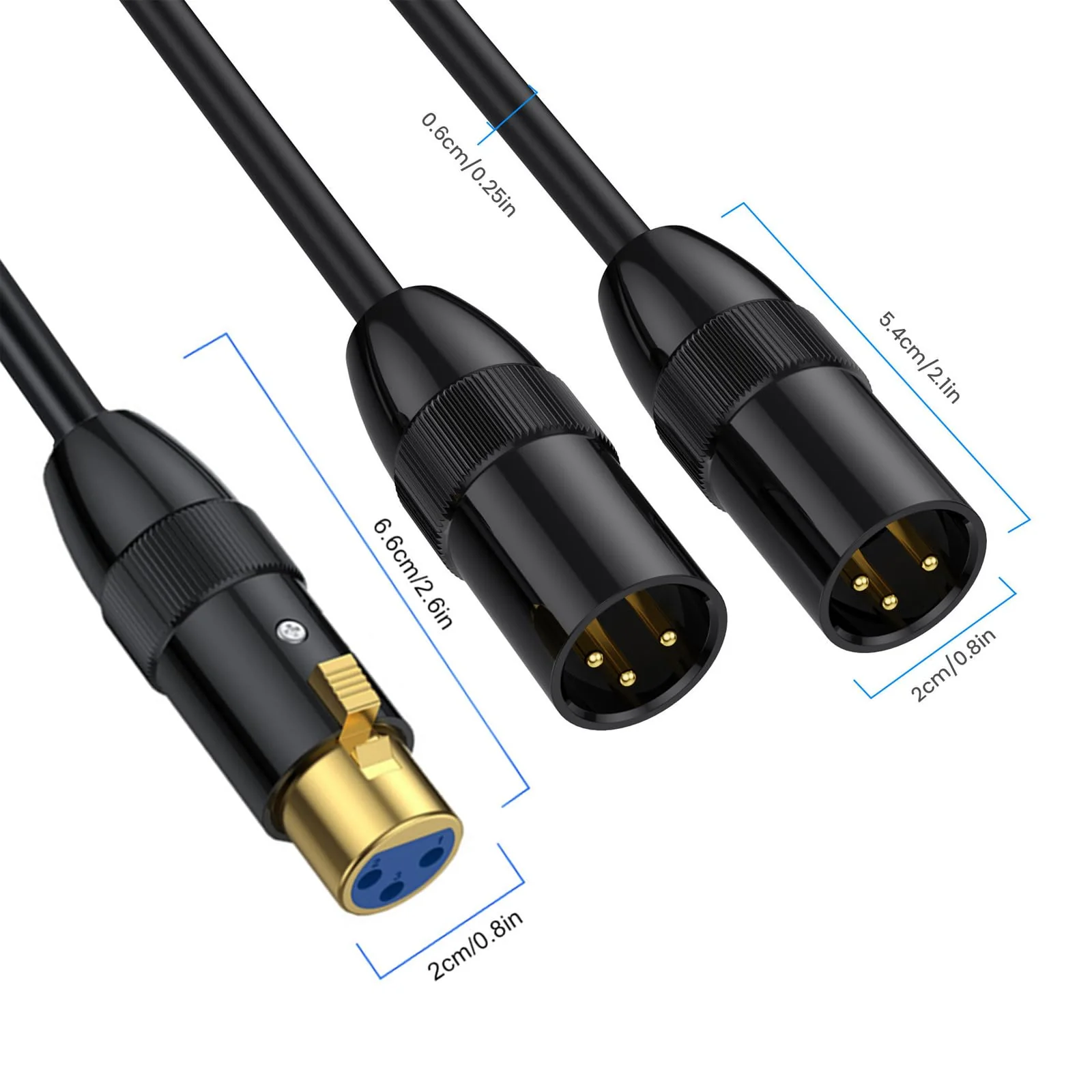 MOTONG XLR Y Splitter Cable, 1 XLR Female to 2 XLR Male XLR Cable Balanced Microphone Splitter Cord Audio Micphone Cable Adapter 0.5M/1.6FT(Female to Dual Male - Image 3