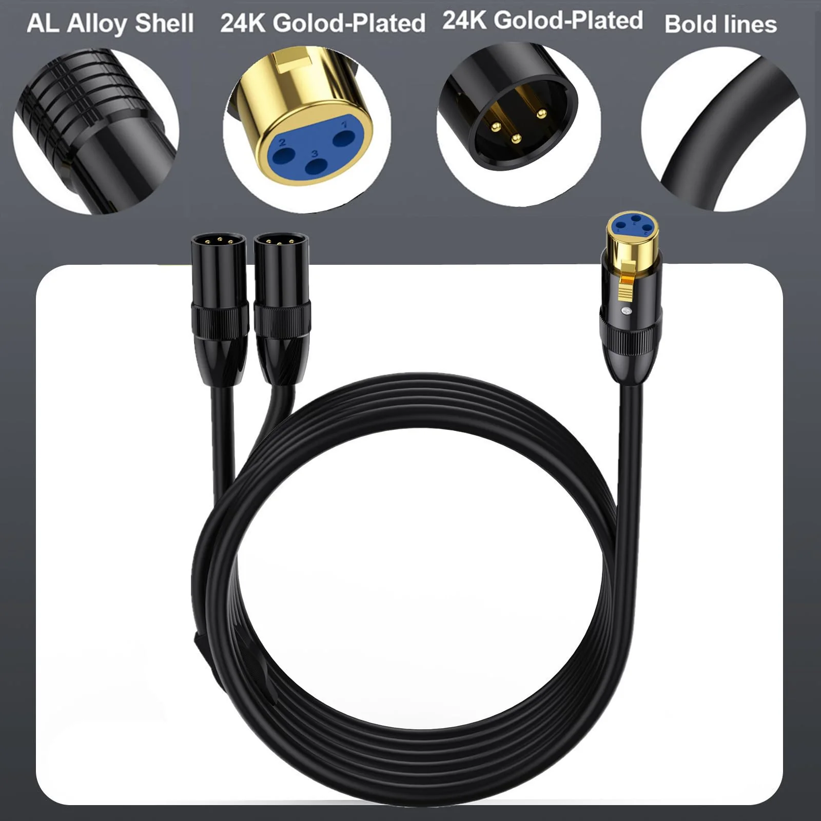 MOTONG XLR Y Splitter Cable, 1 XLR Female to 2 XLR Male XLR Cable Balanced Microphone Splitter Cord Audio Micphone Cable Adapter 0.5M/1.6FT(Female to Dual Male - Image 4
