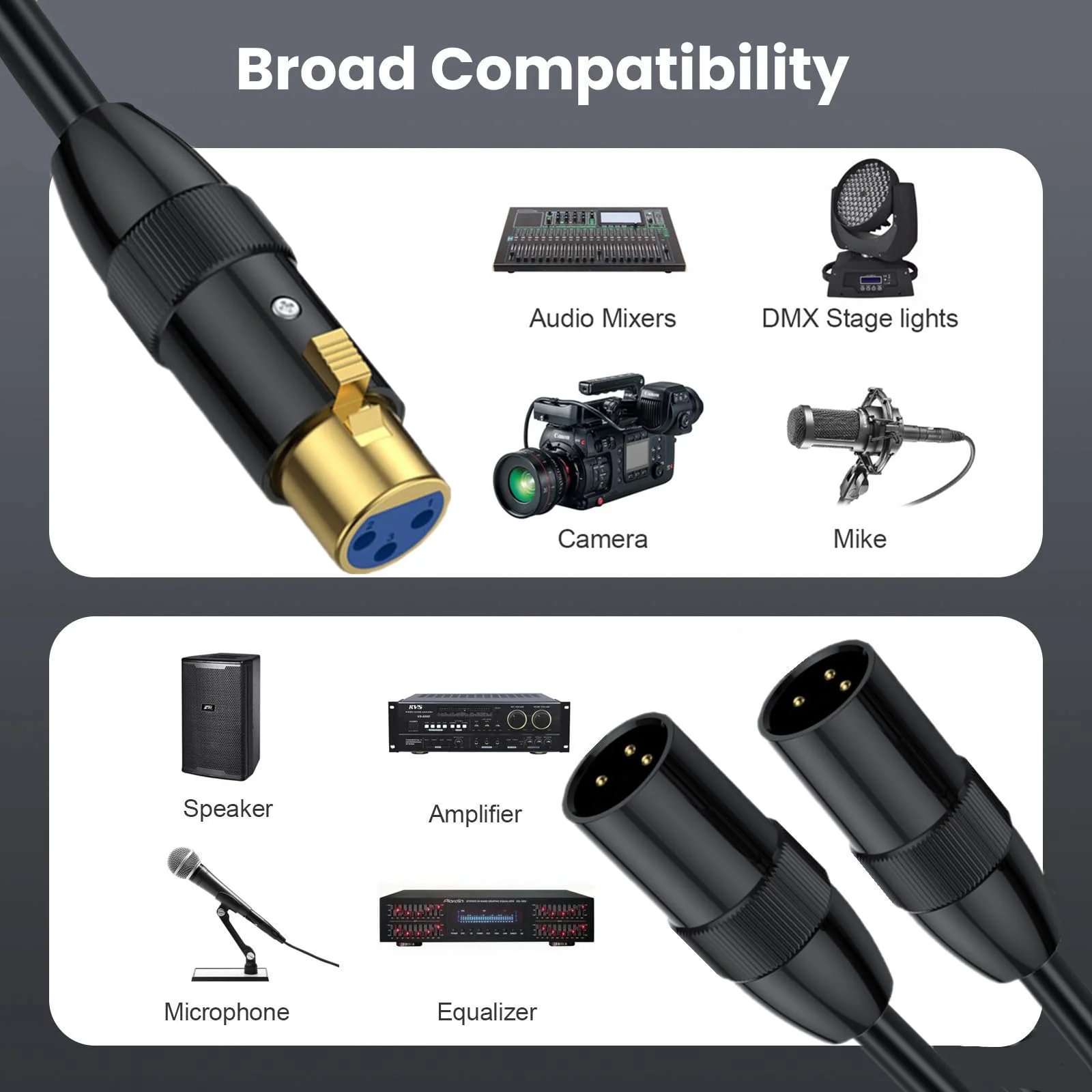 MOTONG XLR Y Splitter Cable, 1 XLR Female to 2 XLR Male XLR Cable Balanced Microphone Splitter Cord Audio Micphone Cable Adapter 0.5M/1.6FT(Female to Dual Male - Image 5