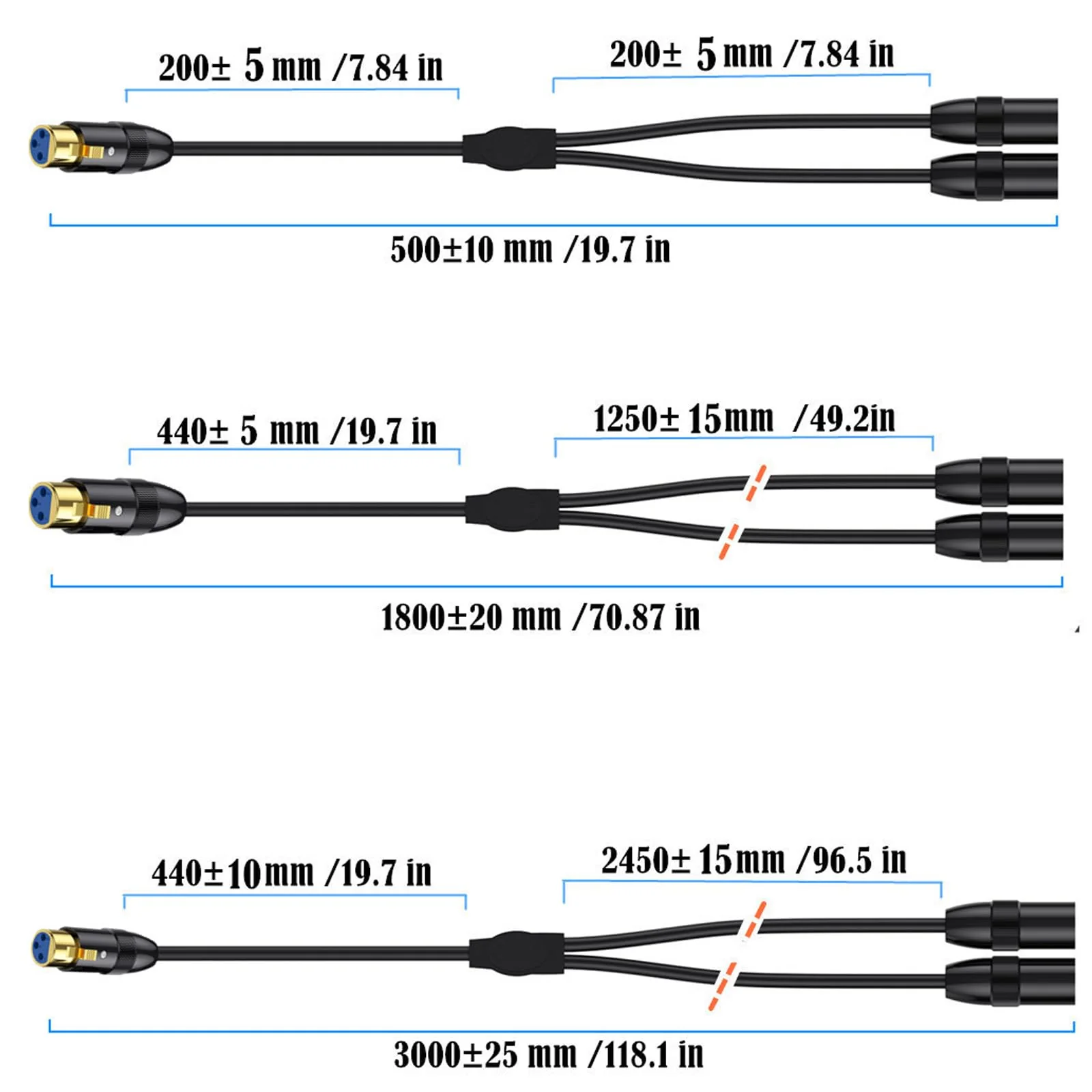 MOTONG XLR Y Splitter Cable, 1 XLR Female to 2 XLR Male XLR Cable Balanced Microphone Splitter Cord Audio Micphone Cable Adapter 0.5M/1.6FT(Female to Dual Male - Image 7