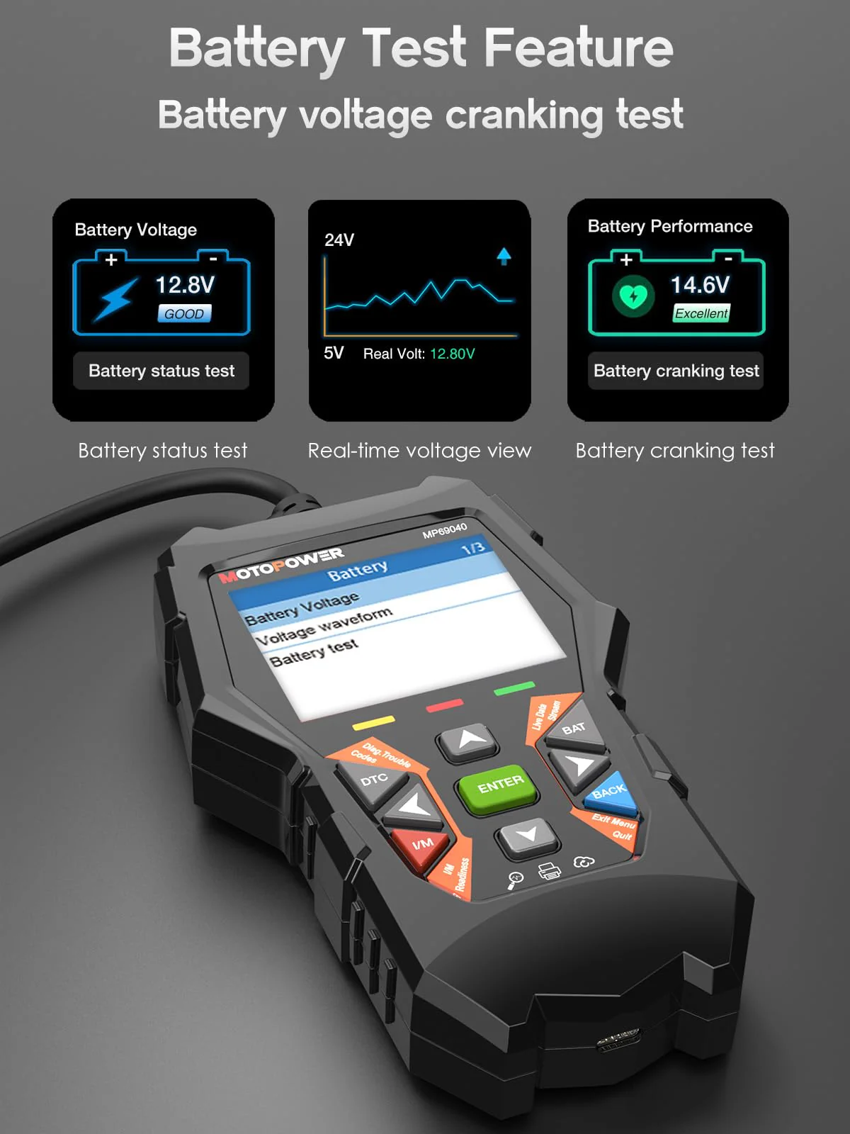 MOTOPOWER MP69040 Car OBD2 Scanner Check Engine Fault Code Reader Diagnostic Scan Tool, Black - Image 4