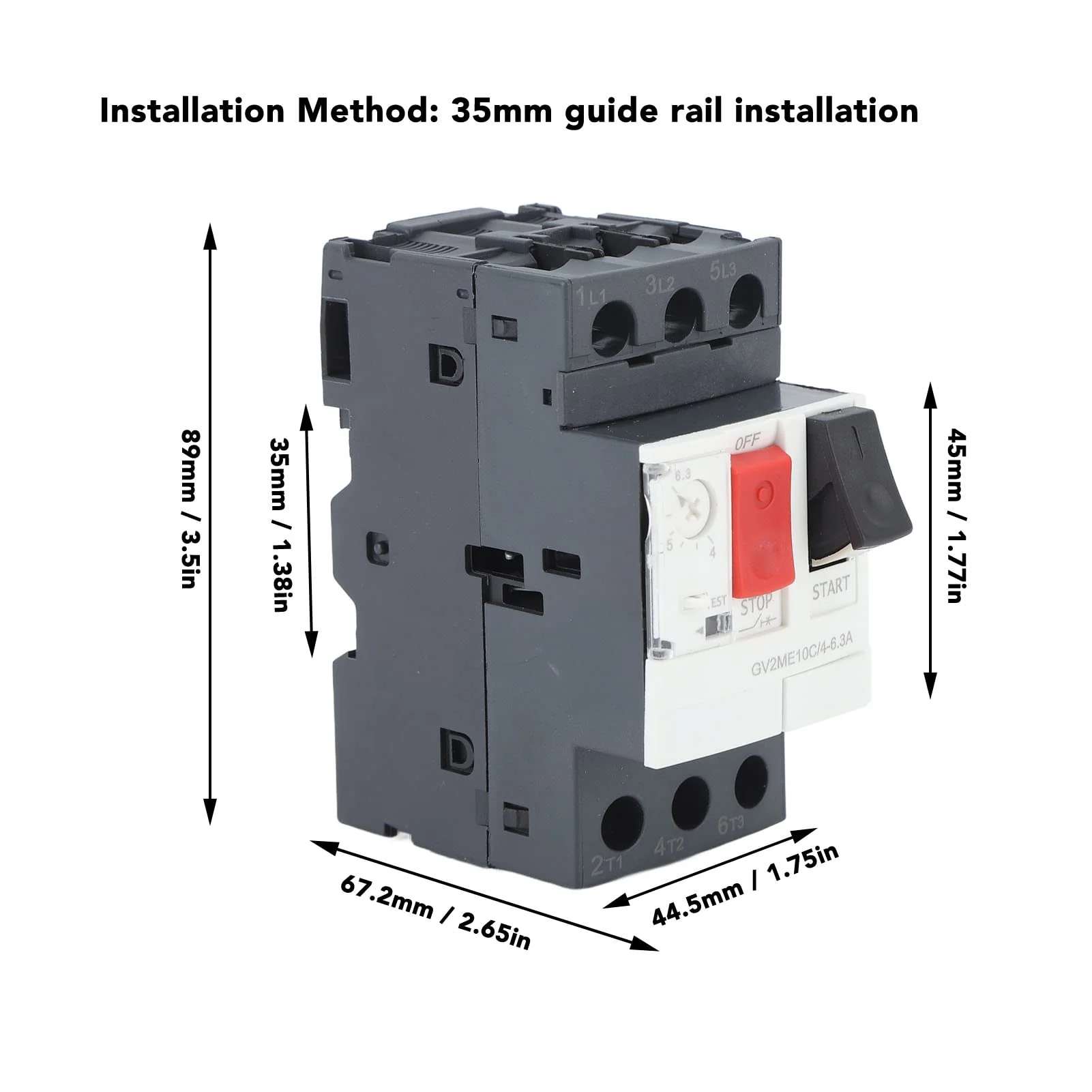 Motor Circuit Breaker AC690V Overload Short Circuit Protection Motor Circuit Breaker with 35 mm Guide Rail Mounting (GV2-ME14C 6-10A) GV2-ME14C 6-10A - Image 2