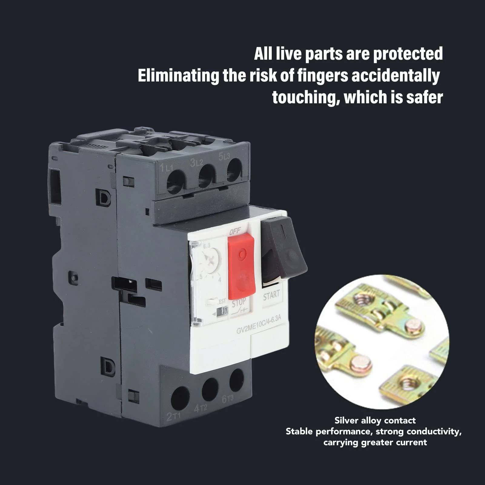 Motor Circuit Breaker AC690V Overload Short Circuit Protection Motor Circuit Breaker with 35 mm Guide Rail Mounting (GV2-ME14C 6-10A) GV2-ME14C 6-10A - Image 3