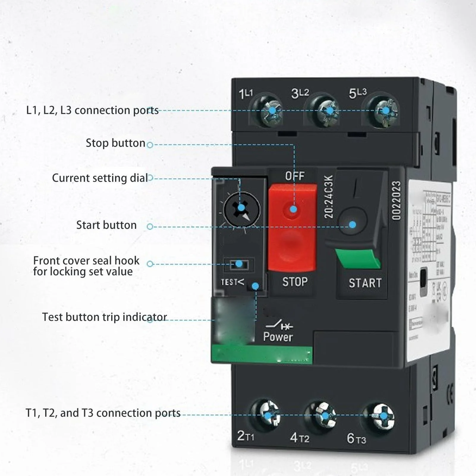 Motor Circuit Breaker Thermal Magnetic Circuit Breaker 35mm Rail Mount Overload Protection AC 690V (GV2-ME07 1.6-2.5A) GV2-ME07 1,6-2,5A GV2-ME07 1.6-2.5A - Image 3