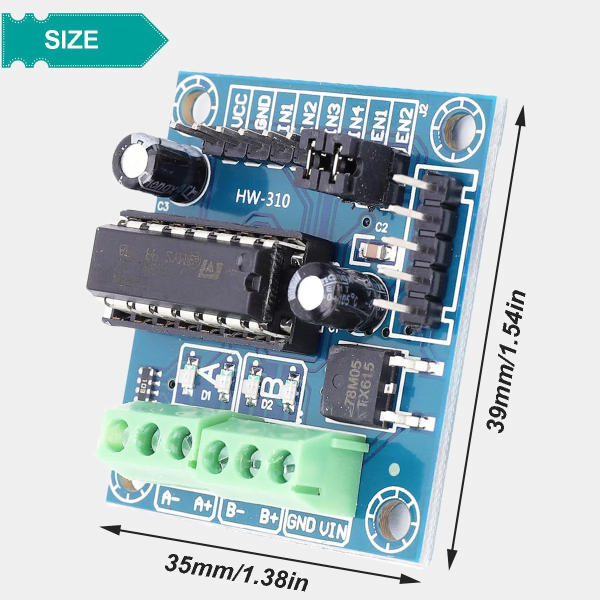 Motor Driver L293D 4 Channel Mini Motor Drive Expansion Board Motor Forward and Reverse Control PWM Speed Regulation DC 4.5V-36Vwith DC Female Cable Dupont Cable, 2 pcs - Image 2