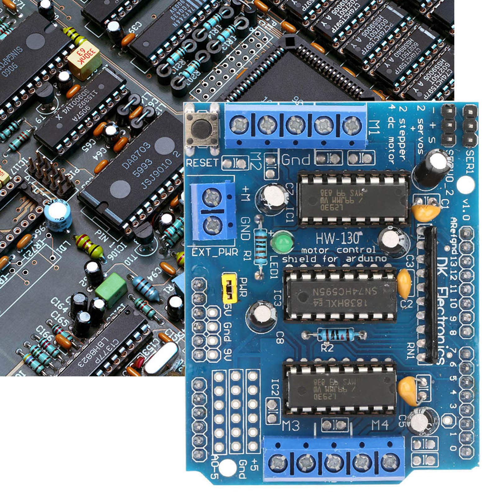 Motor Driver Shield, L293D Motor Driver Plate for Engine Plate L293D Engine Drive Shield Expansion Board Module Motor Drive Tool - Image 6