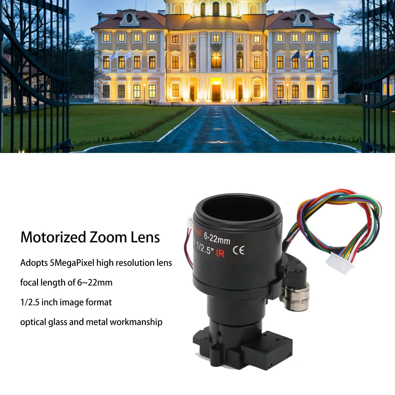 Motorized Zoom Lens, Low Distortion Auto Zoom Lens IR Correction Autofocus High Precision for Camera - Image 2