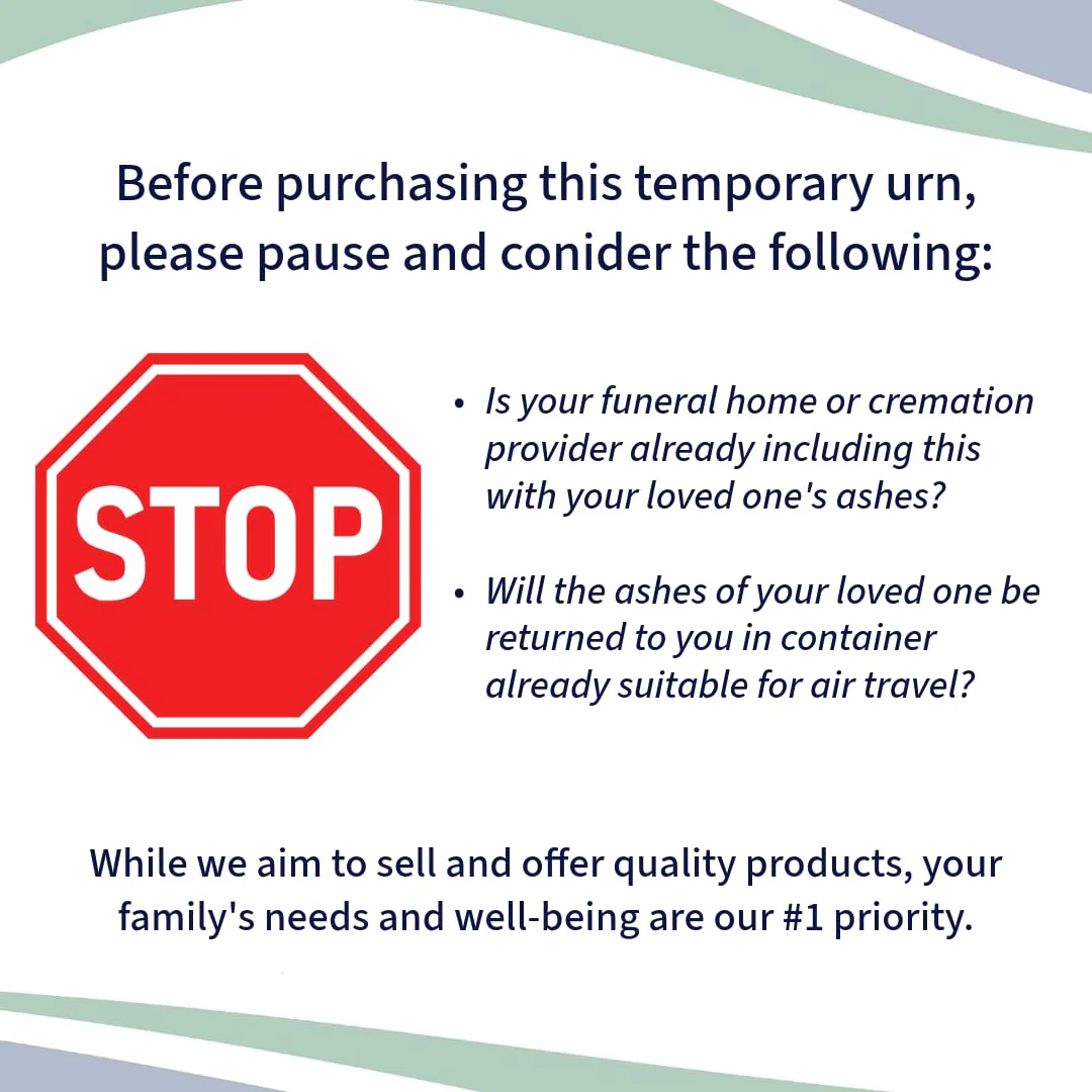 Mountain Themed TSA Approved Fly-Safe and Temporary Travel Cremation Urn Kit for Human Ashes - Airline and Mail Friendly - 200 Cubic Inch Capacity - Green Plastic Urn with Mountains Mailing Box Mountain - Image 2