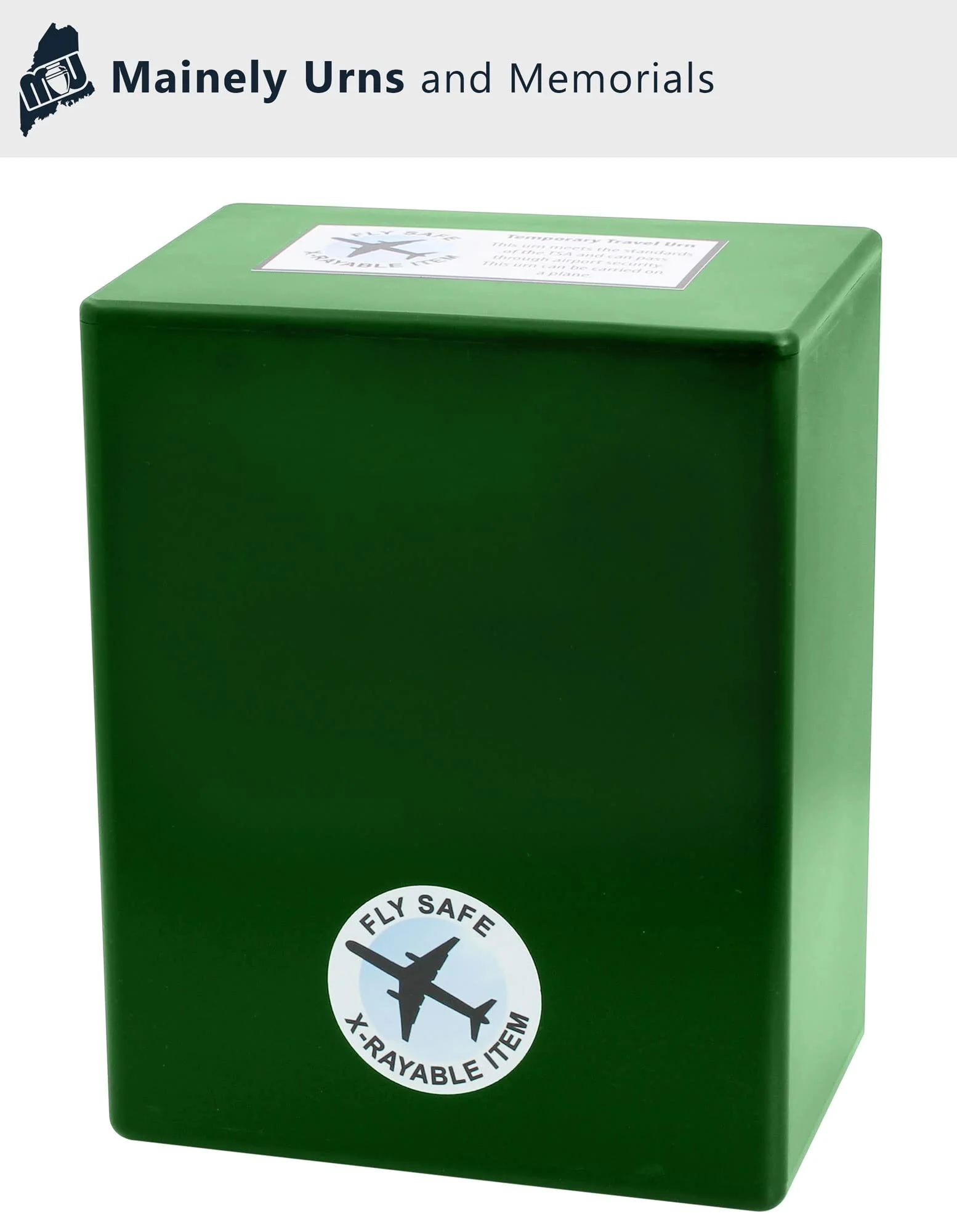 Mountain Themed TSA Approved Fly-Safe and Temporary Travel Cremation Urn Kit for Human Ashes - Airline and Mail Friendly - 200 Cubic Inch Capacity - Green Plastic Urn with Mountains Mailing Box Mountain - Image 3