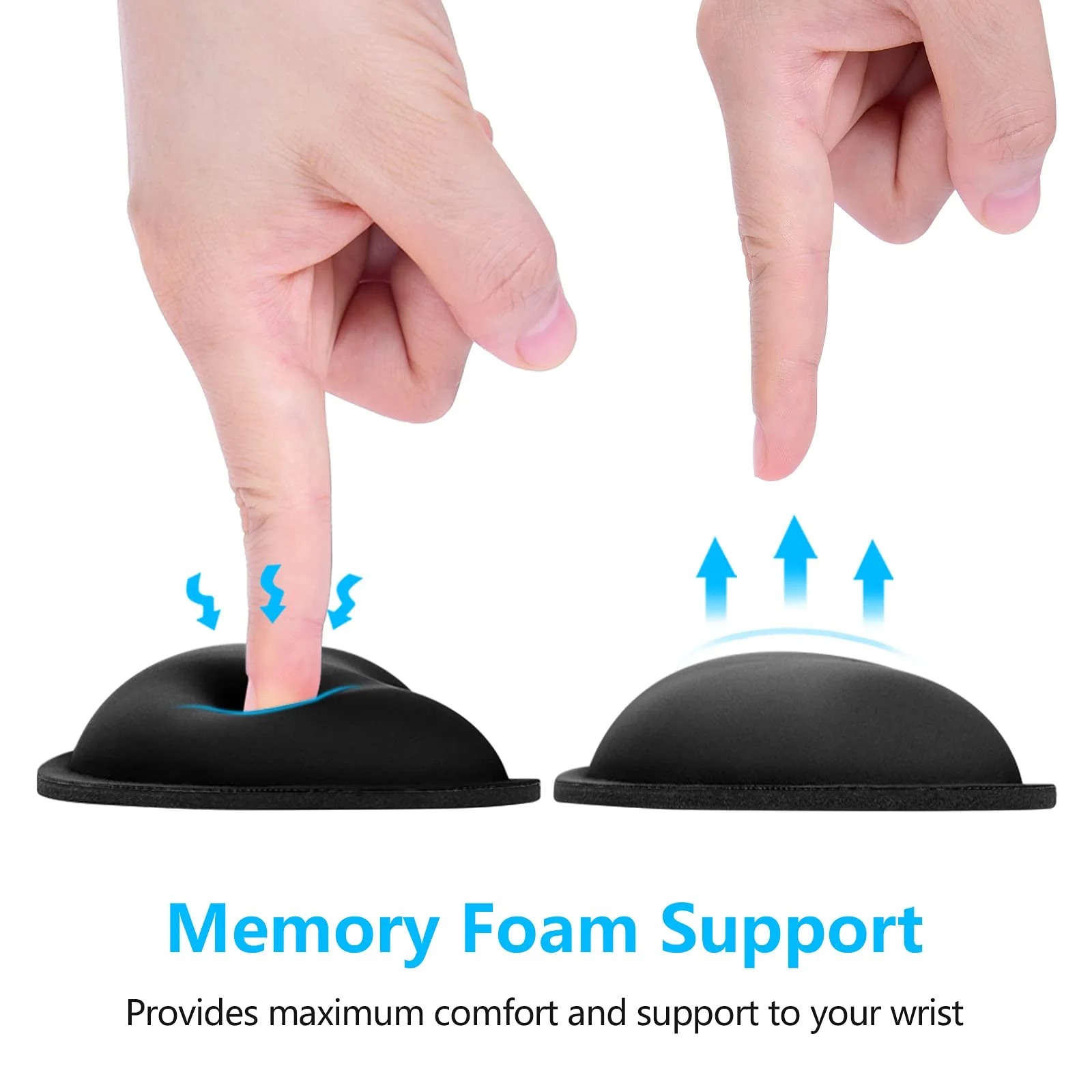 Mouse Wrist Rest, Ergonomic Memory Foam Mouse Wrist Support, Leather Hand Rest Pad Cushion for Gaming, Office, Computer, Laptop, Wireless Mouse, Men, Women, Pain Relief & Easy Typing,Black Black PU Wrist Rest - Image 3