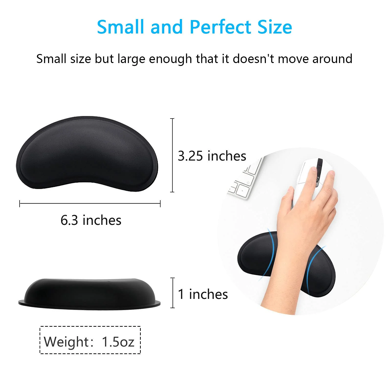 Mouse Wrist Rest, Ergonomic Memory Foam Mouse Wrist Support, Leather Hand Rest Pad Cushion for Gaming, Office, Computer, Laptop, Wireless Mouse, Men, Women, Pain Relief & Easy Typing,Black Black PU Wrist Rest - Image 6