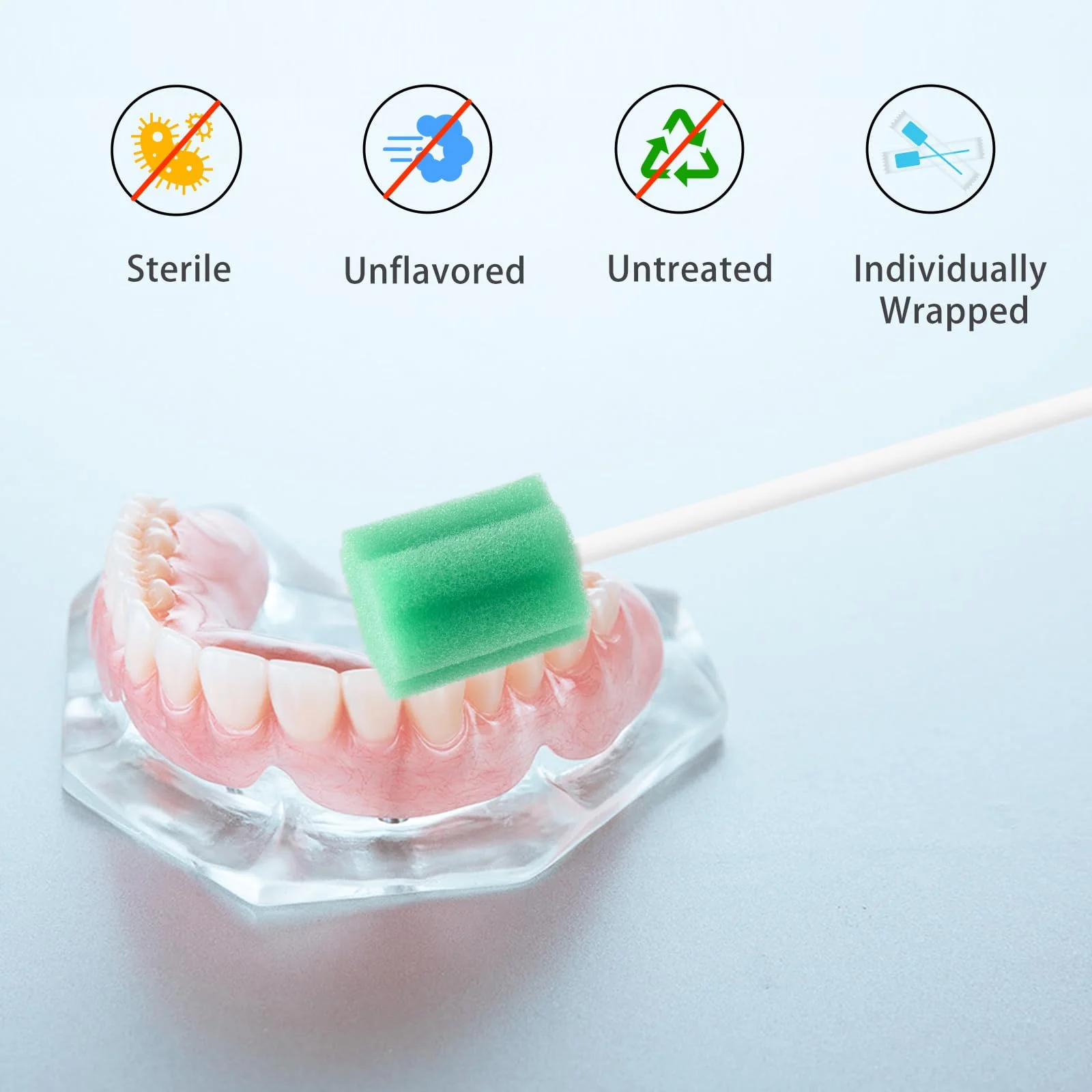 Mouth Sponges Sterile Dental Swabs, 50 Pieces Oral Care Sponge Swabs, Cleaning Mouth Swabs, Oral Hygiene Sponge, Mouth Care Swabs, Cotton Buds, Oral Care Sticks, Foam for Oral Hygiene, Cyan - Image 5