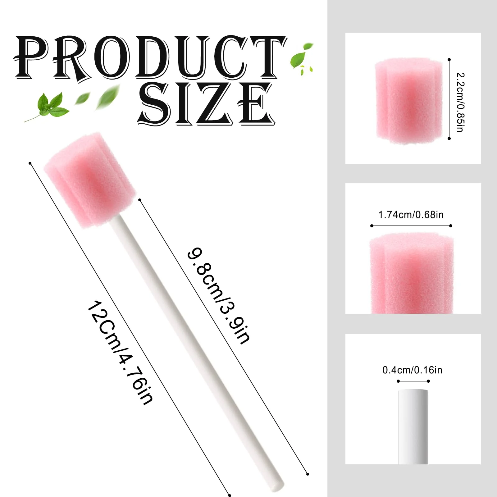 Mouth Sponges Sterile Dental Swabs, 50 Pieces Oral Care Sponge Swabs, Cleaning Mouth Swabs, Oral Hygiene Sponge, Oral Care Swabs, Cotton Buds, Oral Care Sticks, Foam for Oral Hygiene, Pink Pack of 50 plum blossom pink - Image 2