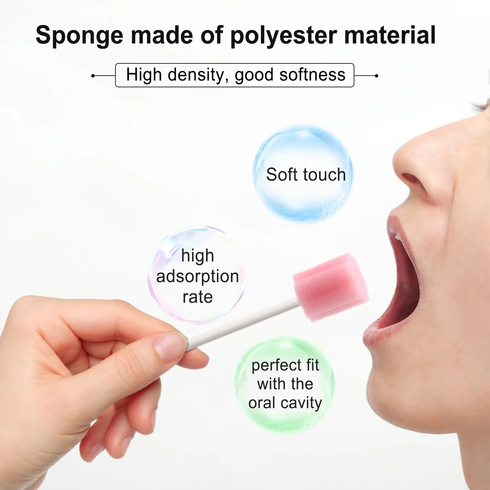Mouth Sponges Sterile Dental Swabs, 50 Pieces Oral Care Sponge Swabs, Cleaning Mouth Swabs, Oral Hygiene Sponge, Oral Care Swabs, Cotton Buds, Oral Care Sticks, Foam for Oral Hygiene, Pink Pack of 50 plum blossom pink - Image 3
