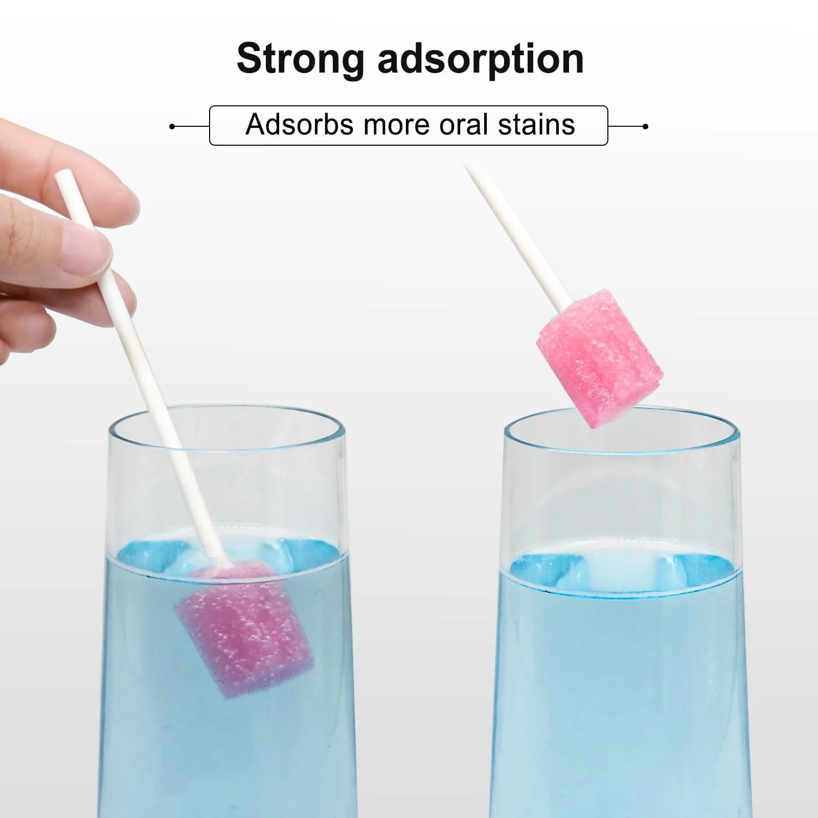 Mouth Sponges Sterile Dental Swabs, 50 Pieces Oral Care Sponge Swabs, Cleaning Mouth Swabs, Oral Hygiene Sponge, Oral Care Swabs, Cotton Buds, Oral Care Sticks, Foam for Oral Hygiene, Pink Pack of 50 plum blossom pink - Image 4
