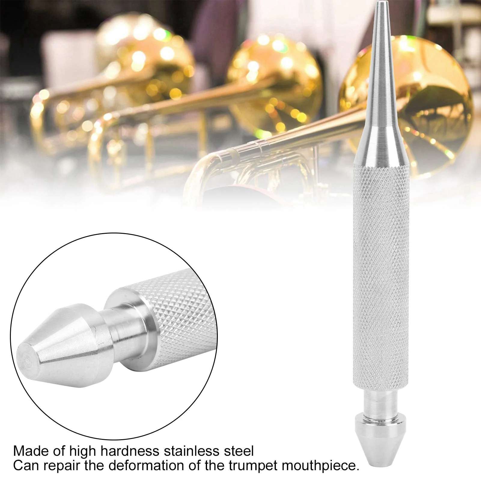 Mouthpiece Tool, Stainless Steel High Hardness Double Tapered Head Mouthpiece Repair Tool, for Trumpet Mouthpiece Musical Instrument Trombone Performer - Image 5