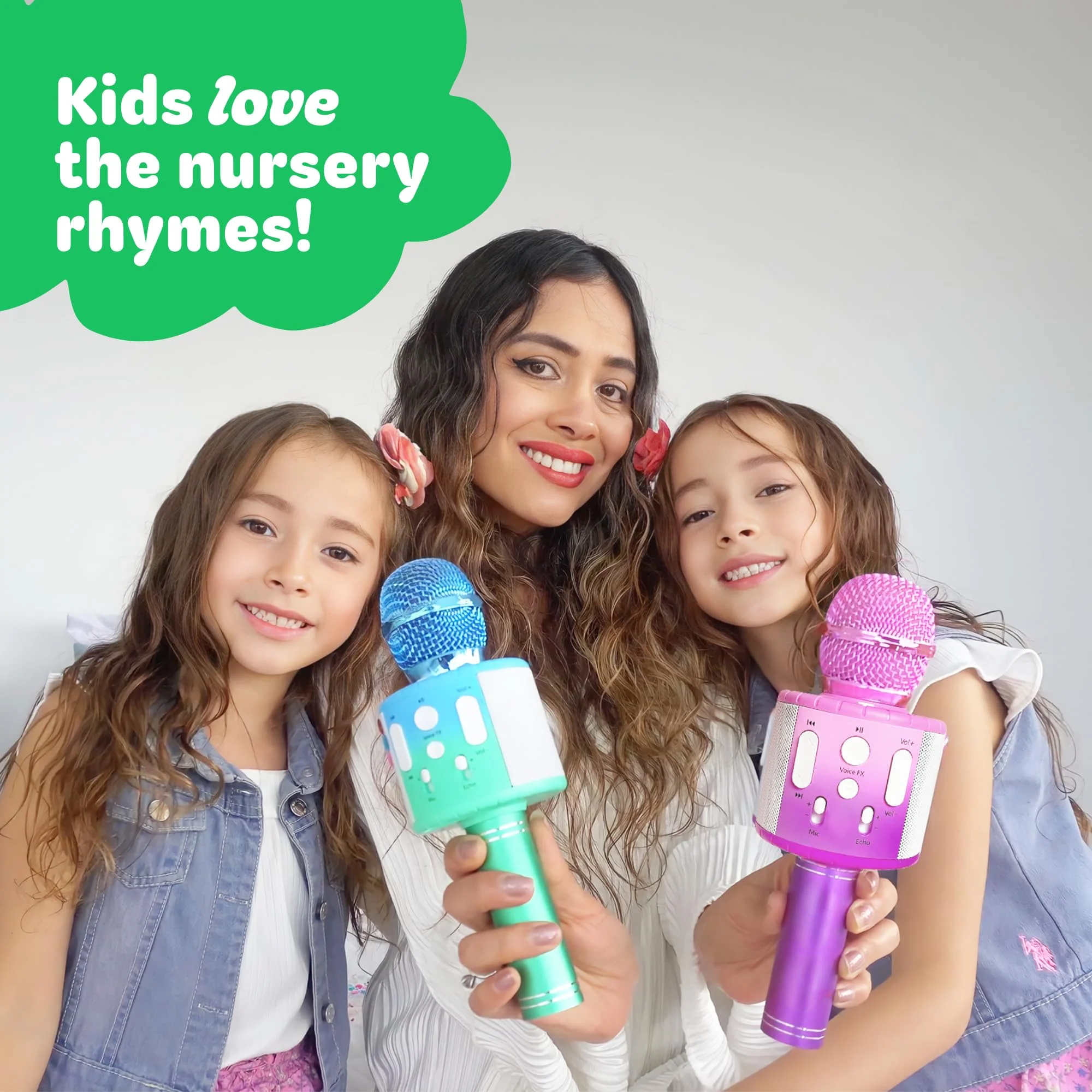 Move2Play, Kids Karaoke Microphone | Includes Pre-Loaded Songs & Bluetooth | Kids Birthday Party Gift | Toy for All Ages 2, 3, 4, 5, 6+ Year Old Girls, Boys & Toddlers Blue/Green - Image 2