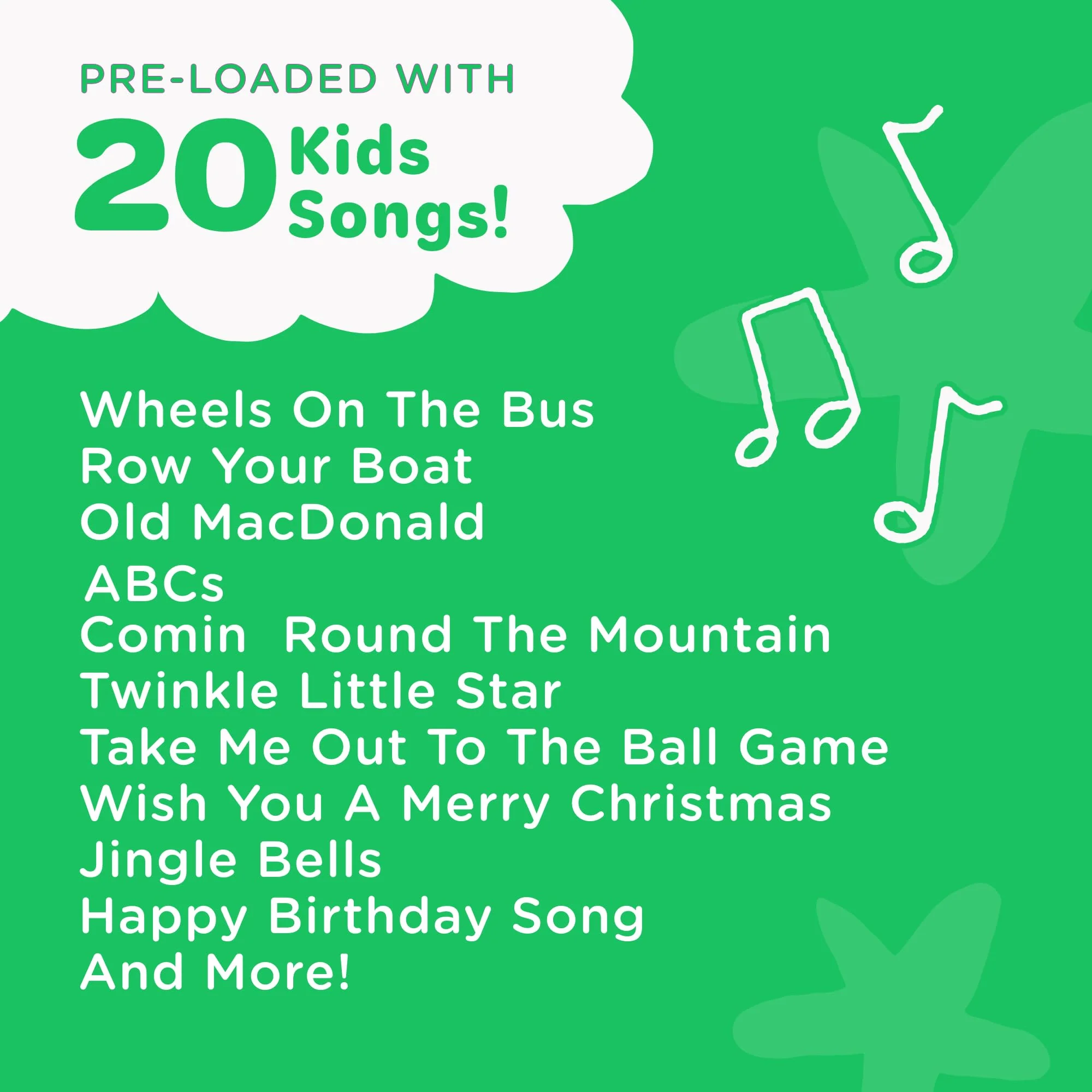 Move2Play, Kids Karaoke Microphone | Includes Pre-Loaded Songs & Bluetooth | Kids Birthday Party Gift | Toy for All Ages 2, 3, 4, 5, 6+ Year Old Girls, Boys & Toddlers Blue/Green - Image 6