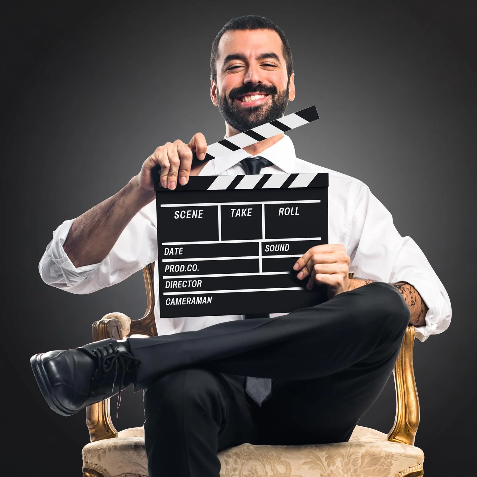 Movie Film Clapboard Hollywood Wooden-Clapper Board Directors Photography Studio Video TV Clapper Board with Erasable Pen Movie Theater Props Decor，Black Clap Board 10.5 X 11.7 inches (Black) Black - Image 4