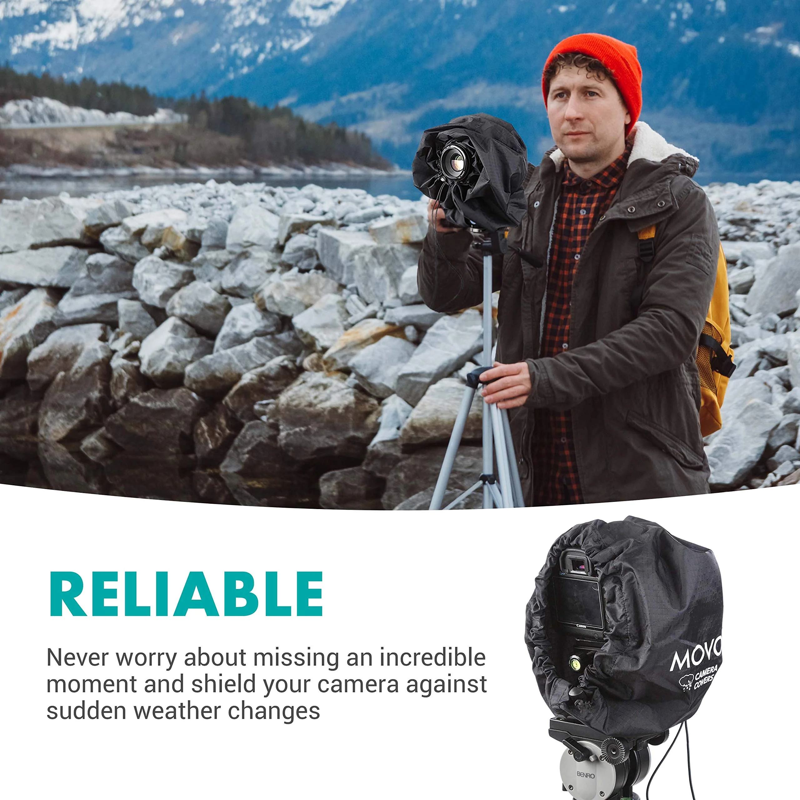Movo CRC11 Camera Rain Coat Rain Cover for DSLR Cameras and Mirrorless Cameras and Lens (Junior Size: 11" x 14.5") - Image 2