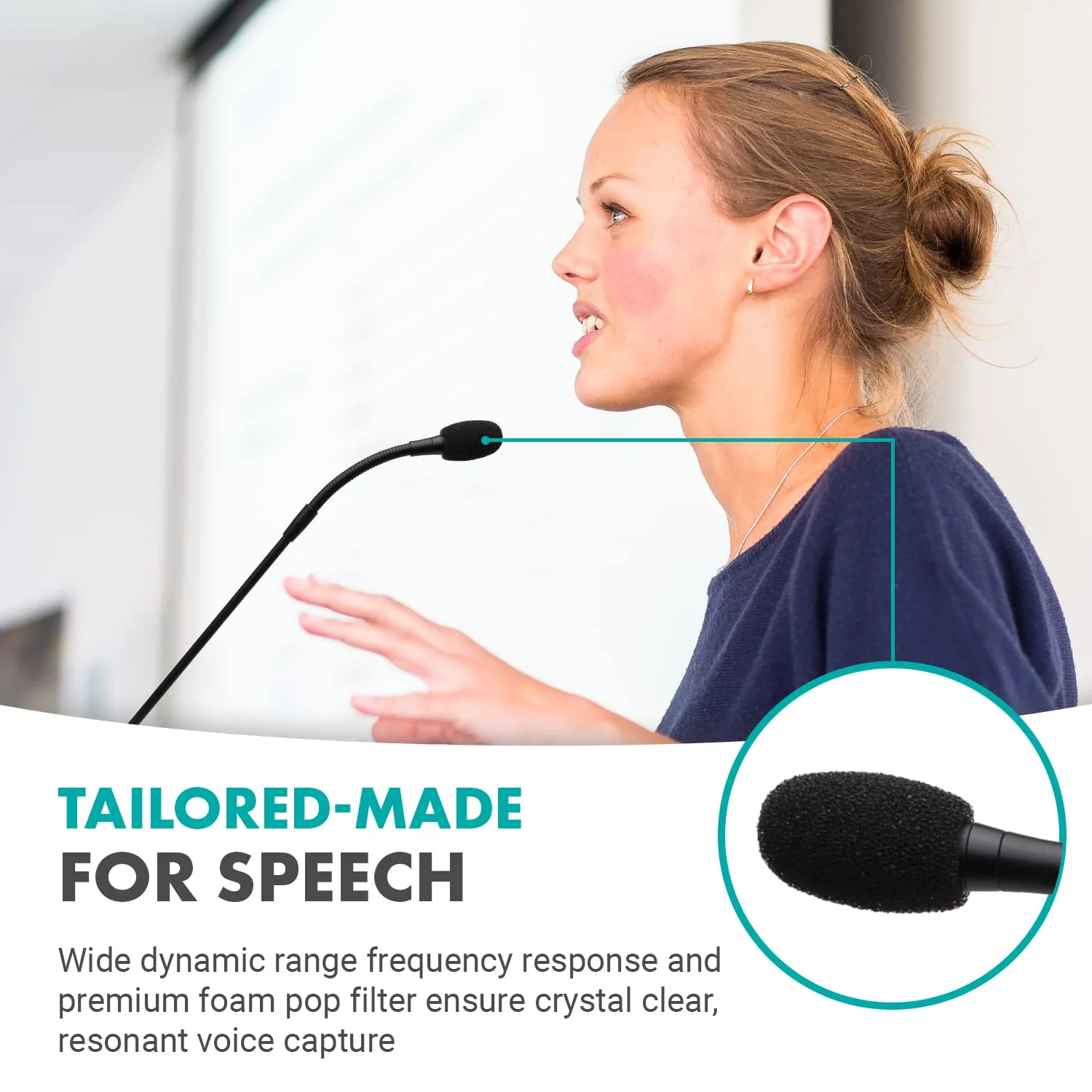 Movo GM-5 Professional 18-inch Gooseneck Microphone with USB Interface Stand, One-Touch Mute- Podium Microphone with Stand for Conferencing, Live Events, Streaming - USB Computer Mic for Mac, PC Standard - Image 3