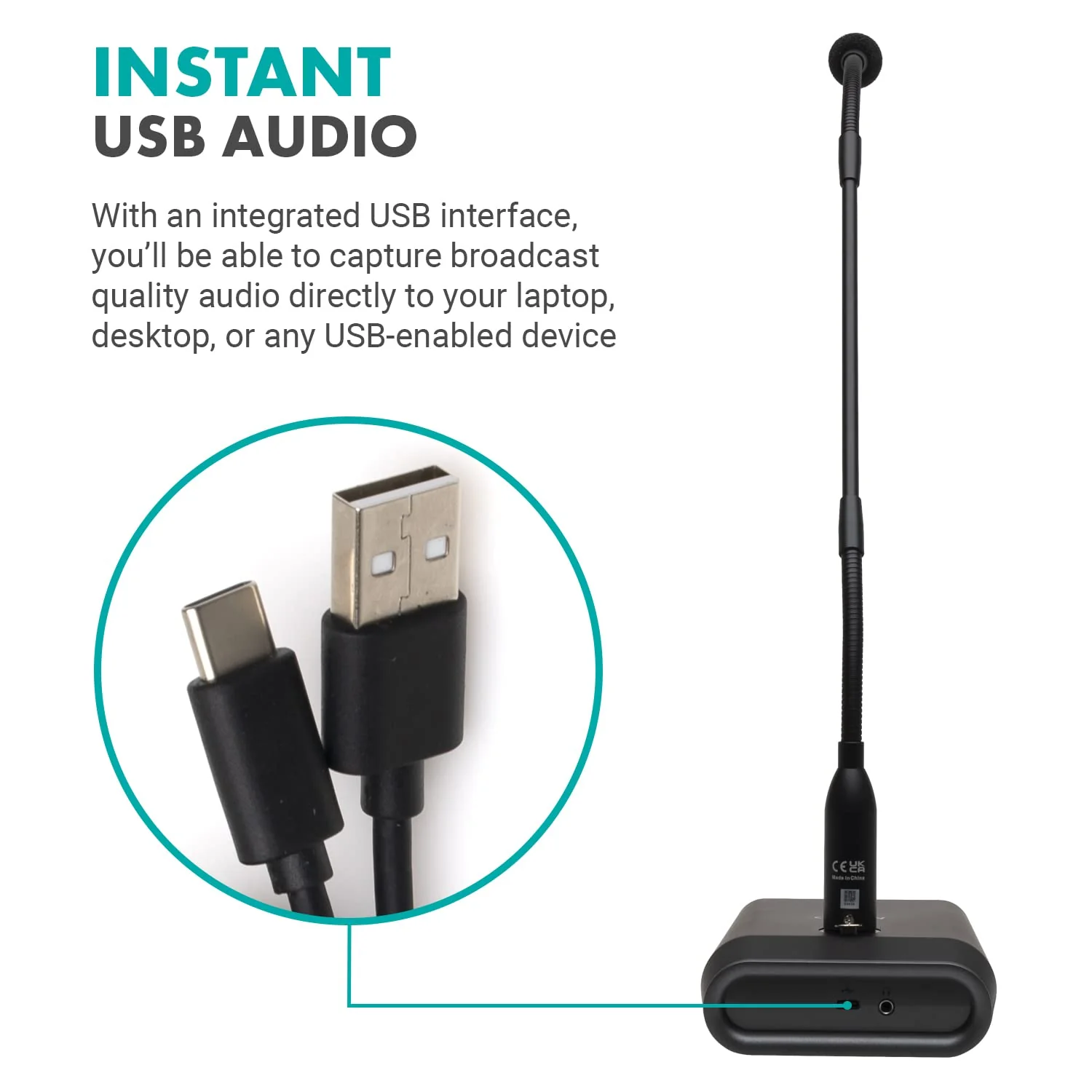 Movo GM-5 Professional 18-inch Gooseneck Microphone with USB Interface Stand, One-Touch Mute- Podium Microphone with Stand for Conferencing, Live Events, Streaming - USB Computer Mic for Mac, PC Standard - Image 4