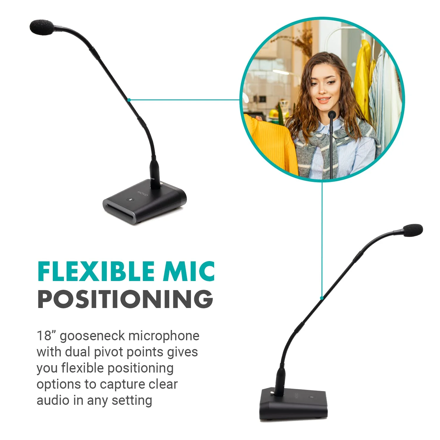 Movo GM-5 Professional 18-inch Gooseneck Microphone with USB Interface Stand, One-Touch Mute- Podium Microphone with Stand for Conferencing, Live Events, Streaming - USB Computer Mic for Mac, PC Standard - Image 6